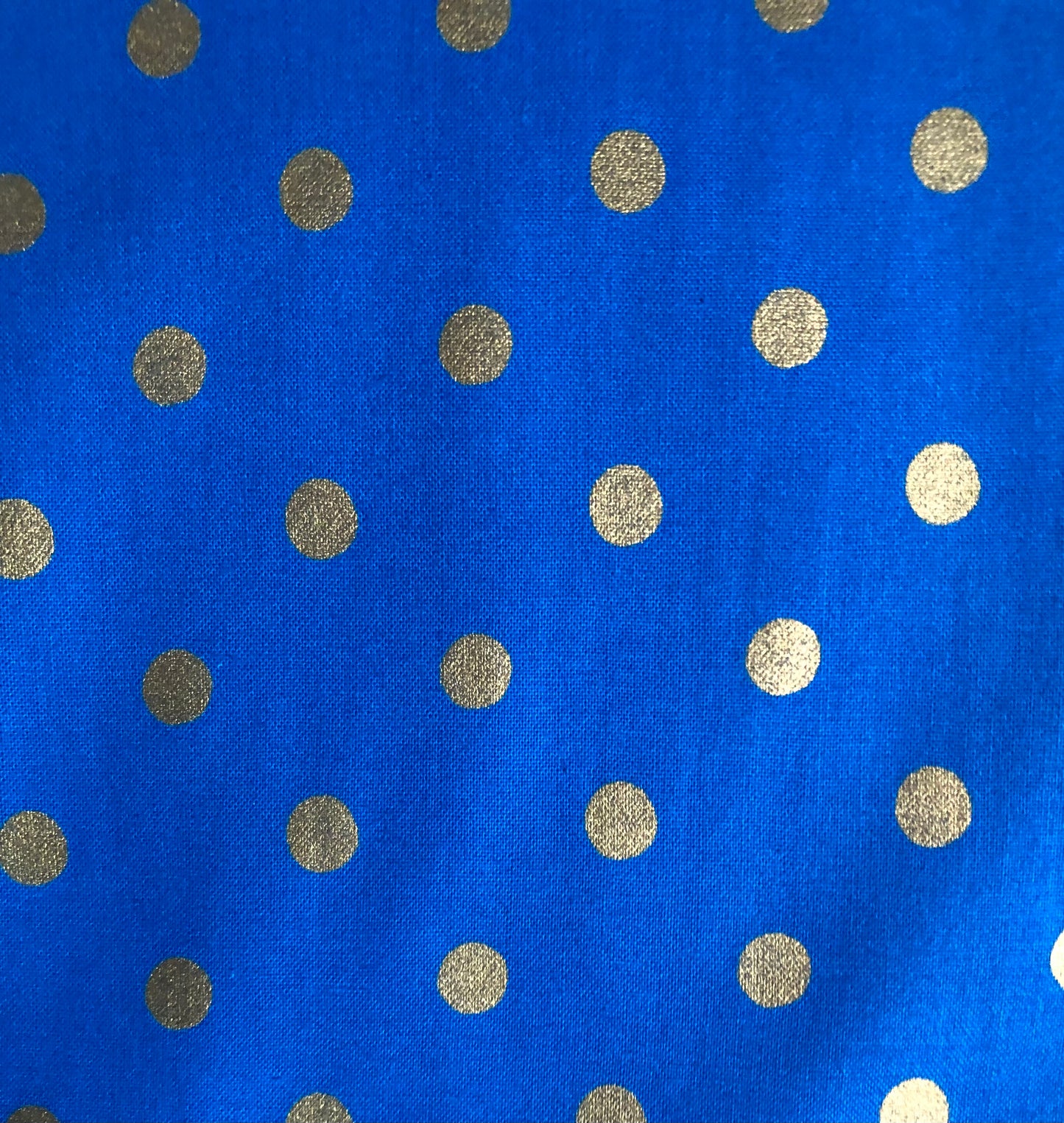 Cotton + Steel Rifle Paper Wonderland Metallic Caterpillar Gold Dots Cobalt Blue, Designer Cotton, Quilting Fabric, Sold by YARD