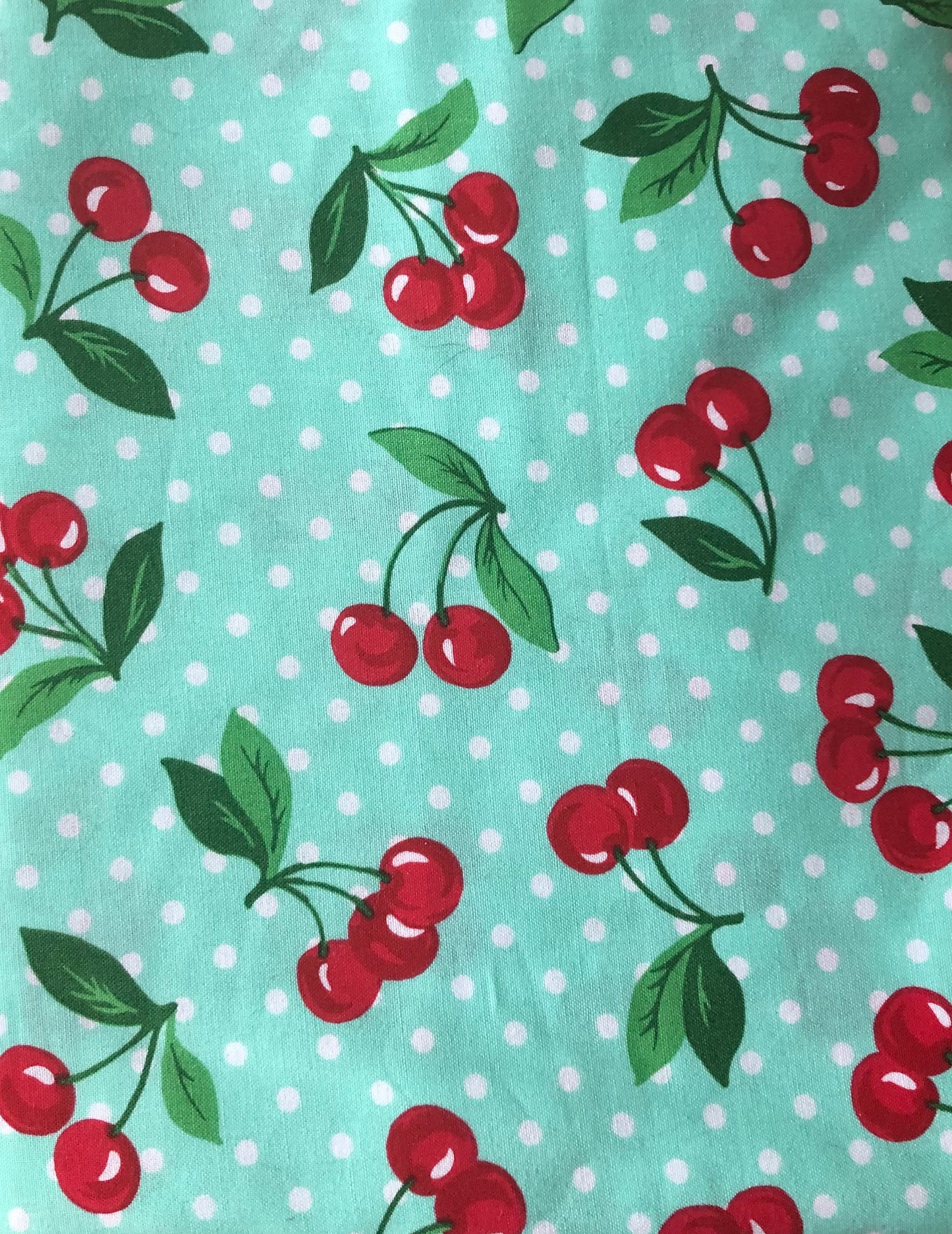 Michael Miller Cherry Dot Green, Designer Cotton, Quilting Fabric, Sold by YARD