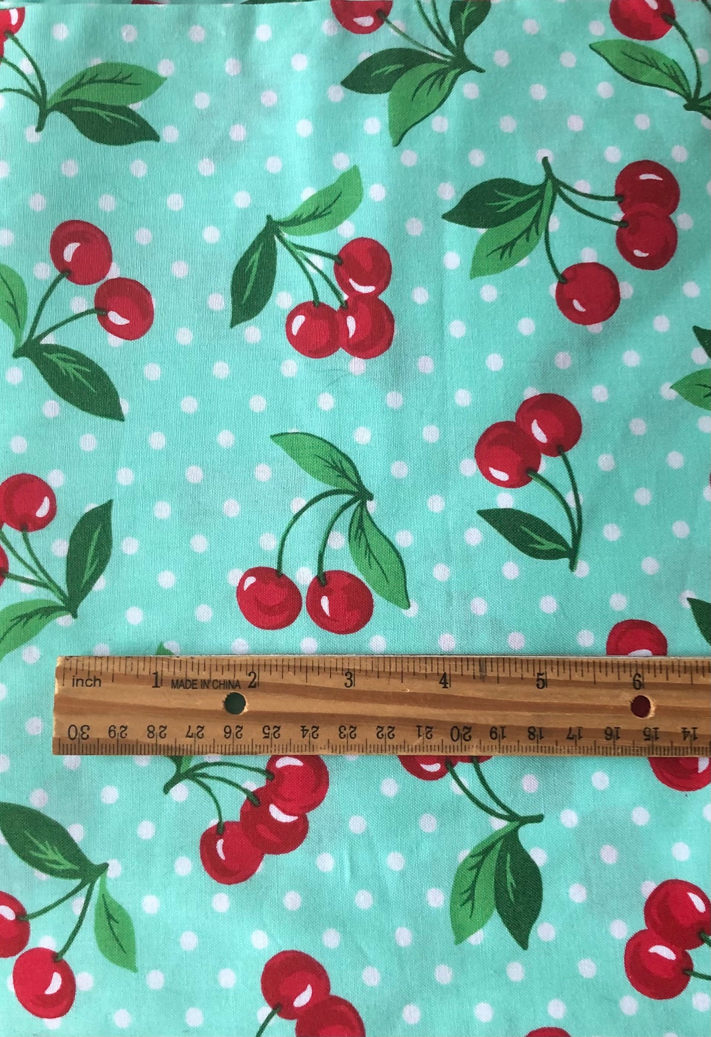 Michael Miller Cherry Dot Green, Designer Cotton, Quilting Fabric, Sold by YARD