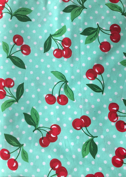 Michael Miller Cherry Dot Green, Designer Cotton, Quilting Fabric, Sold by YARD