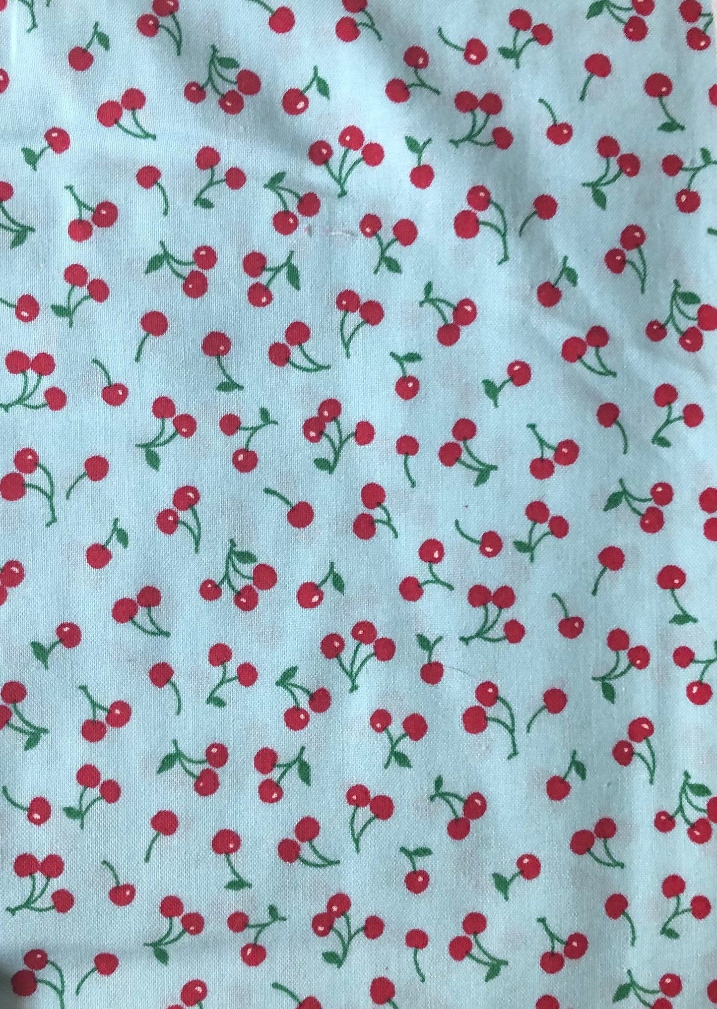 Robert Kaufman Sevenberry Petite Classics Aqua Blue Cherries, Designer Cotton, Quilting Fabric, Sold by YARD