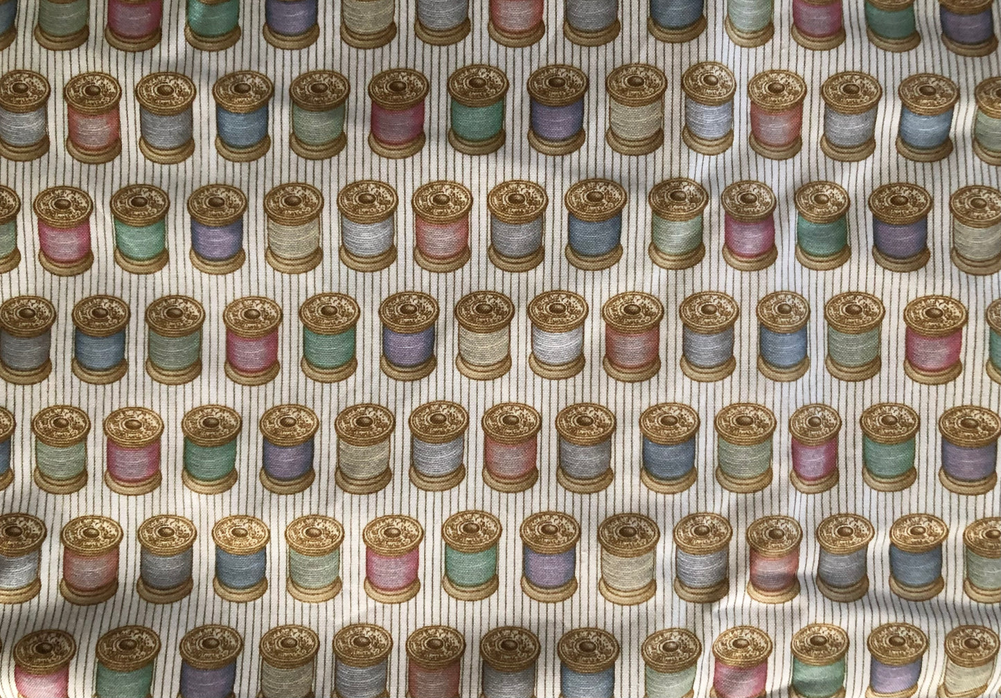 Quilting Treasures by Dan Morris Design "Cute As A Button" Sewing Spools of Thread, Designer Cotton Fabric, Quilting Fabric, Sold by YARD