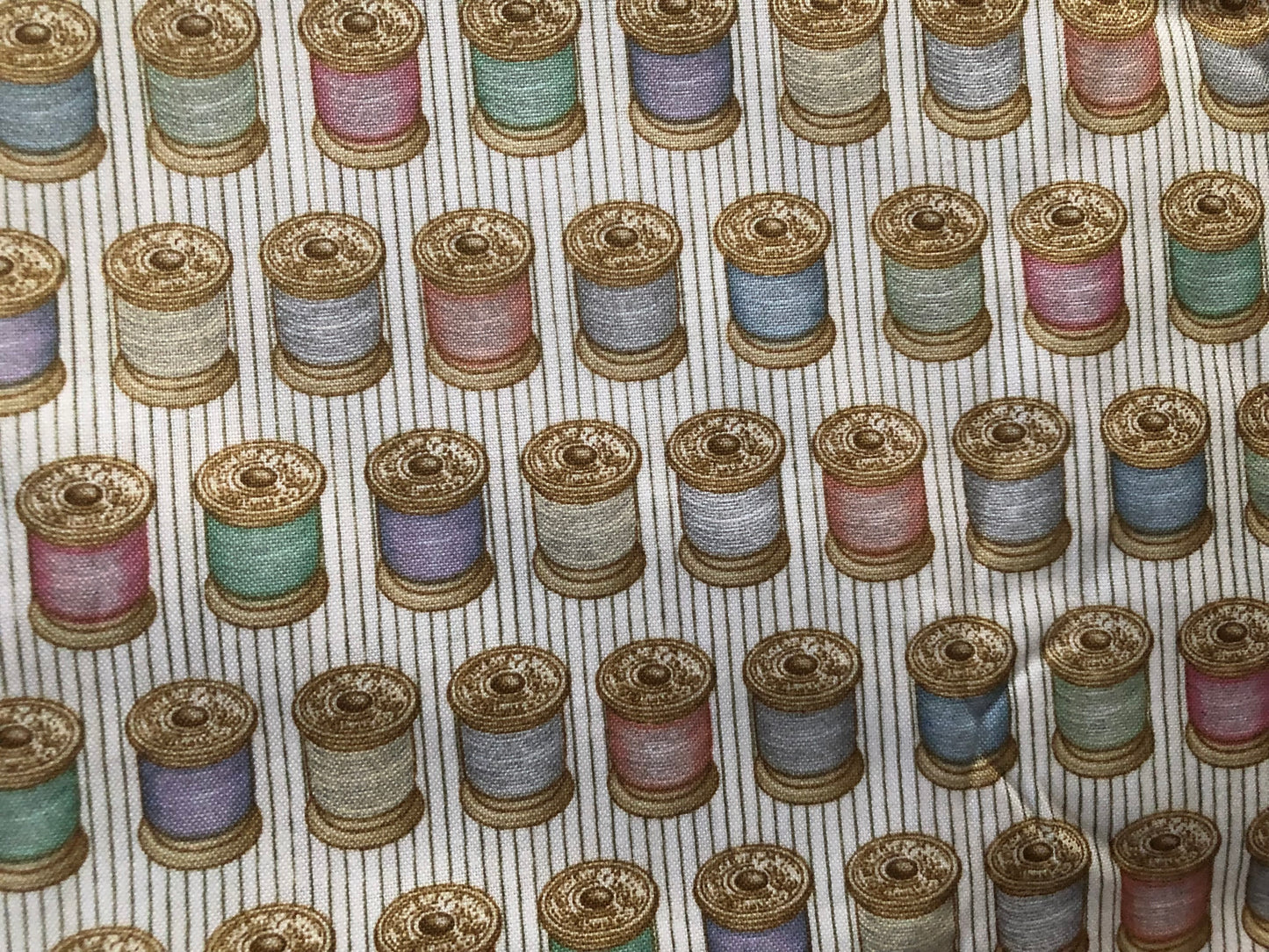 Quilting Treasures by Dan Morris Design "Cute As A Button" Sewing Spools of Thread, Designer Cotton Fabric, Quilting Fabric, Sold by YARD