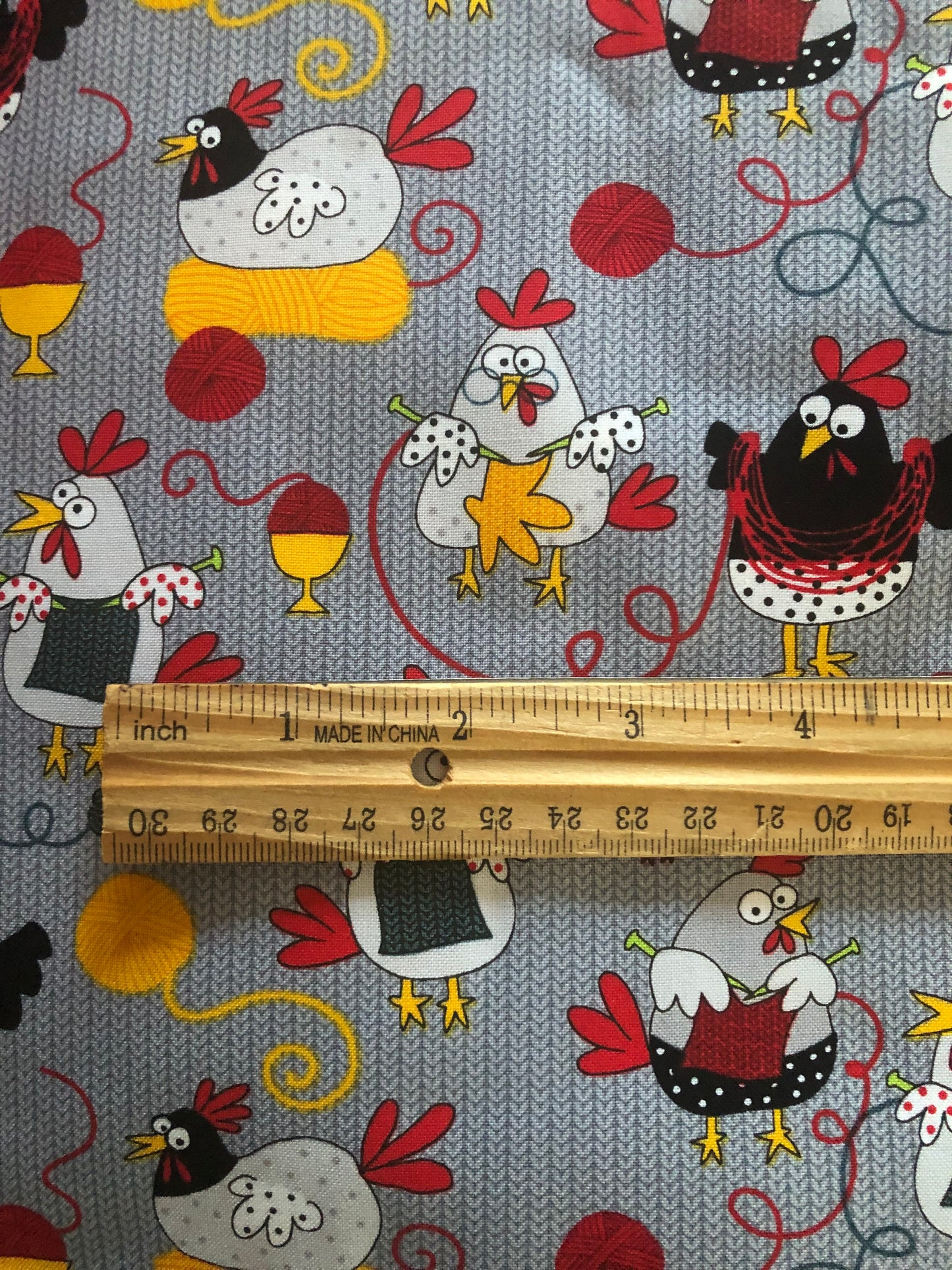 Timeless Treasures I Love Knitting Chickens by Gail Cadden, Designer Cotton Fabric, Quilting Fabric, Sold by YARD