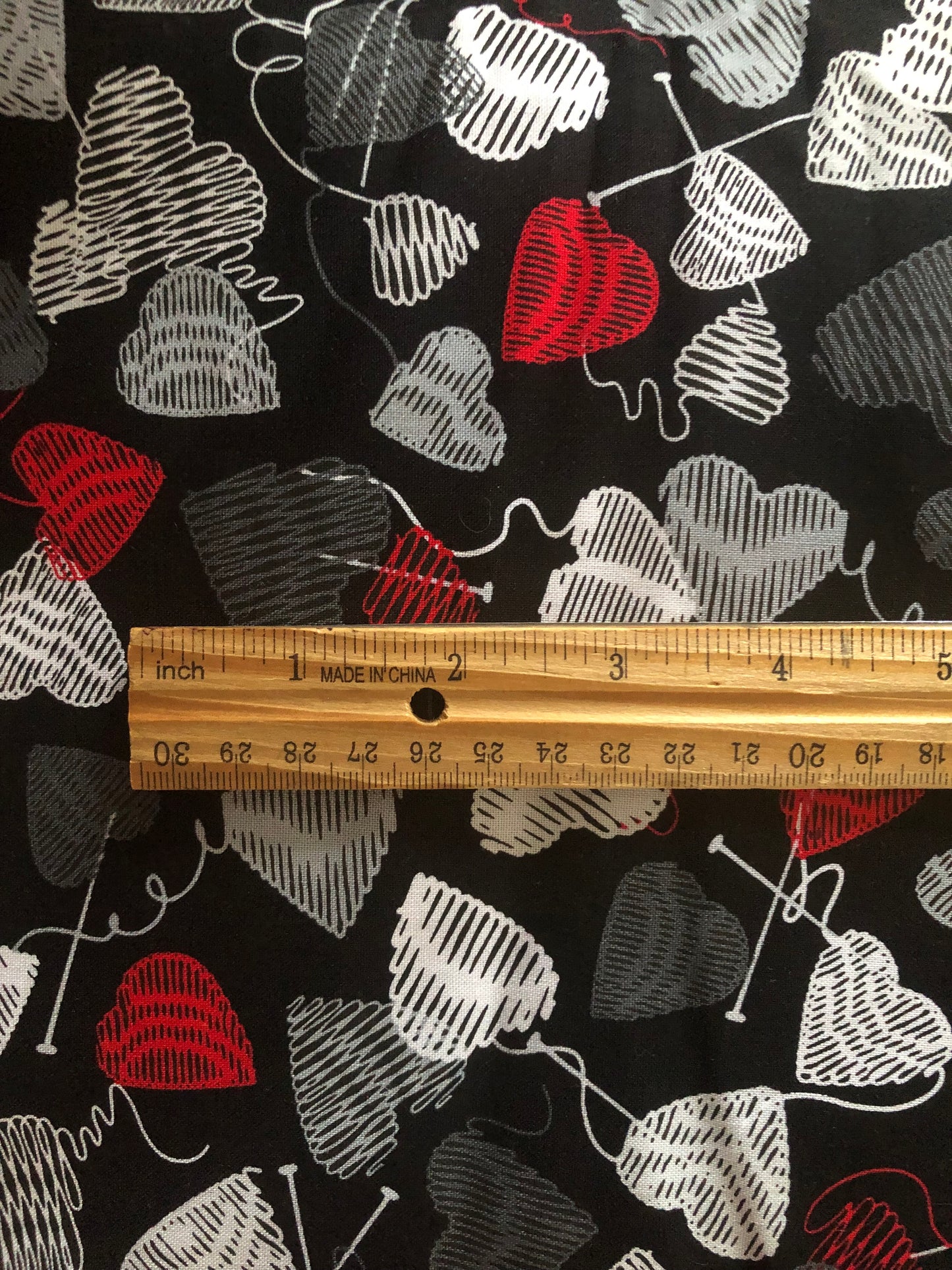 Kanvas Studio "Will Ewe Be Mine" Love Knitting Hearts Black by Maria Kalinowski, Designer Cotton Fabric, Quilting Fabric, Sold by YARD