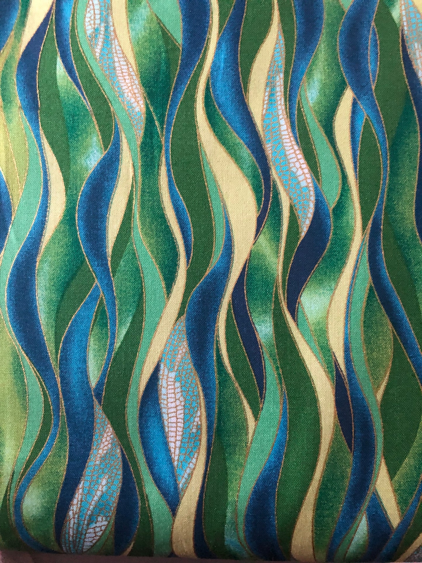 Kanvas Studio Dance of the Dragonfly Metallic Waves Emerald, Benartex, Designer Cotton, Quilting Fabric, Sold by YARD