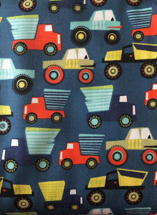 Michael Miller Little Mover Trucks, Designer Cotton Fabric, Quilting Fabric, Sold by YARD