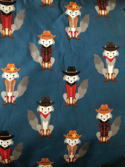 Robert Kaufman Coyote Cowboy by Andie Hanna, Designer Cotton Fabric, Quilting Fabric, Sold by YARD