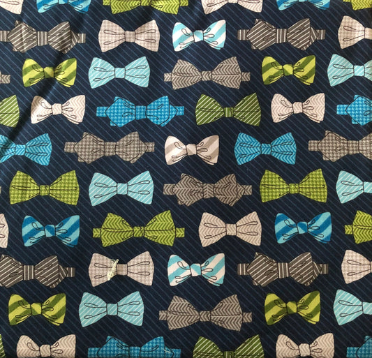 Robert Kaufman Fox and the Houndstooth Bowties Blue by Andie Hanna, Designer Cotton Fabric, Quilting Fabric, Sold by YARD