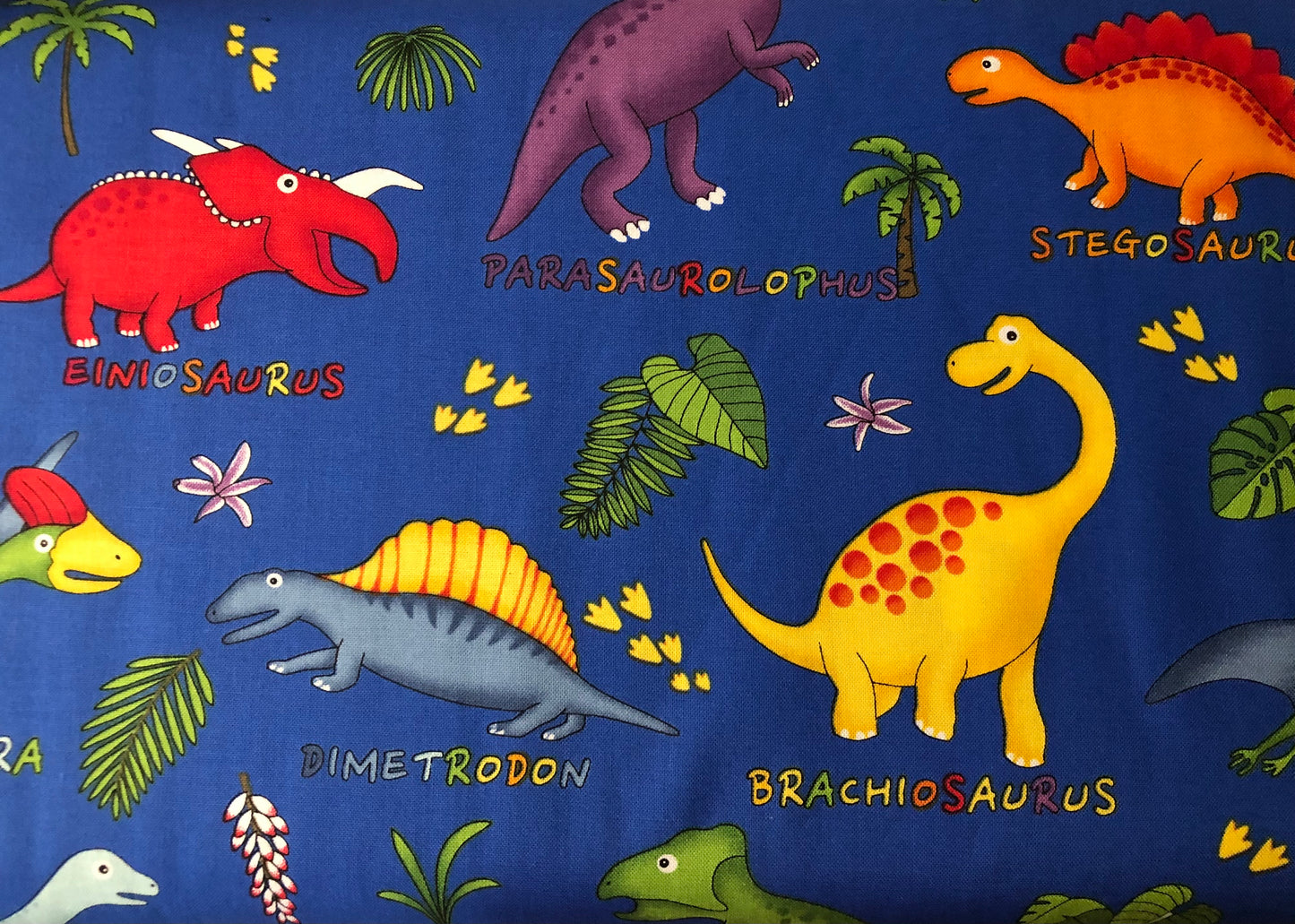 Fabri Quilt Lost World Dinosaur Blue, Designer Cotton Fabric, Quilting Fabric, Sold by YARD