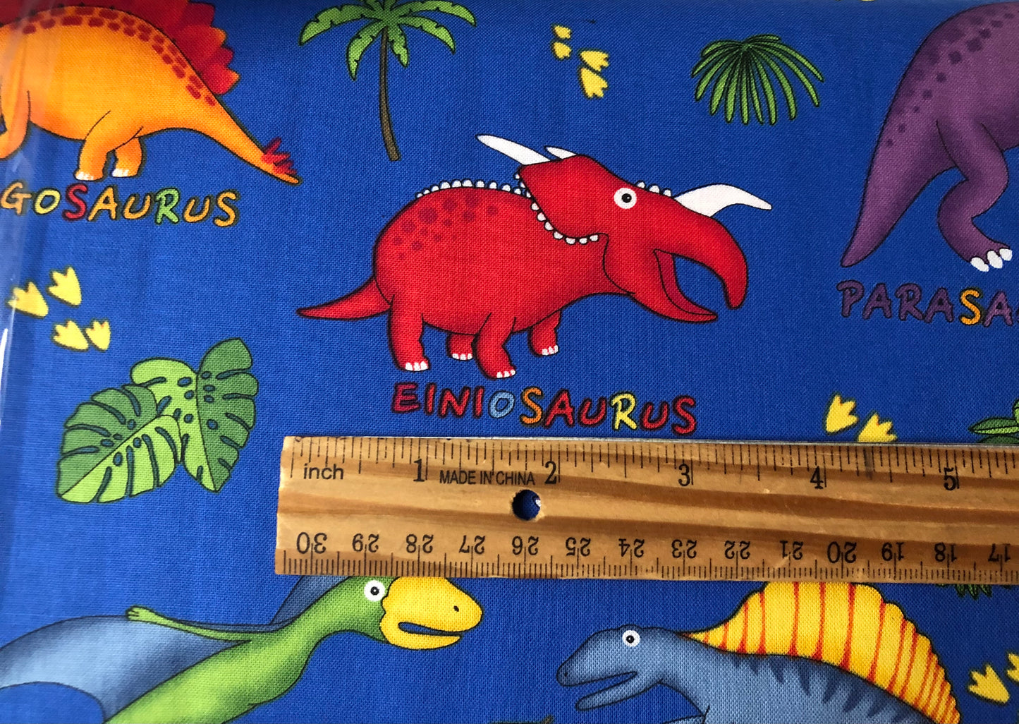 Fabri Quilt Lost World Dinosaur Blue, Designer Cotton Fabric, Quilting Fabric, Sold by YARD