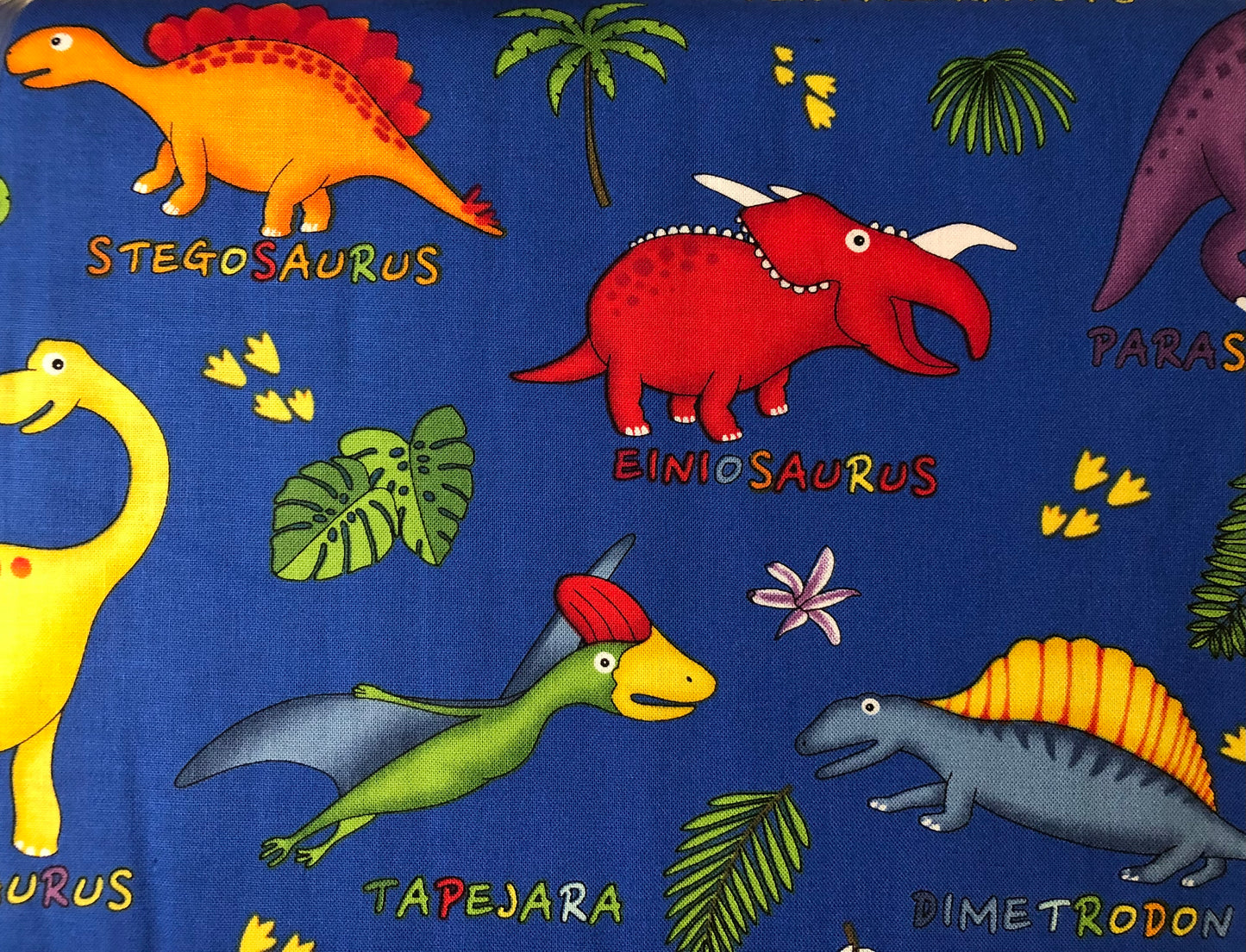 Fabri Quilt Lost World Dinosaur Blue, Designer Cotton Fabric, Quilting Fabric, Sold by YARD