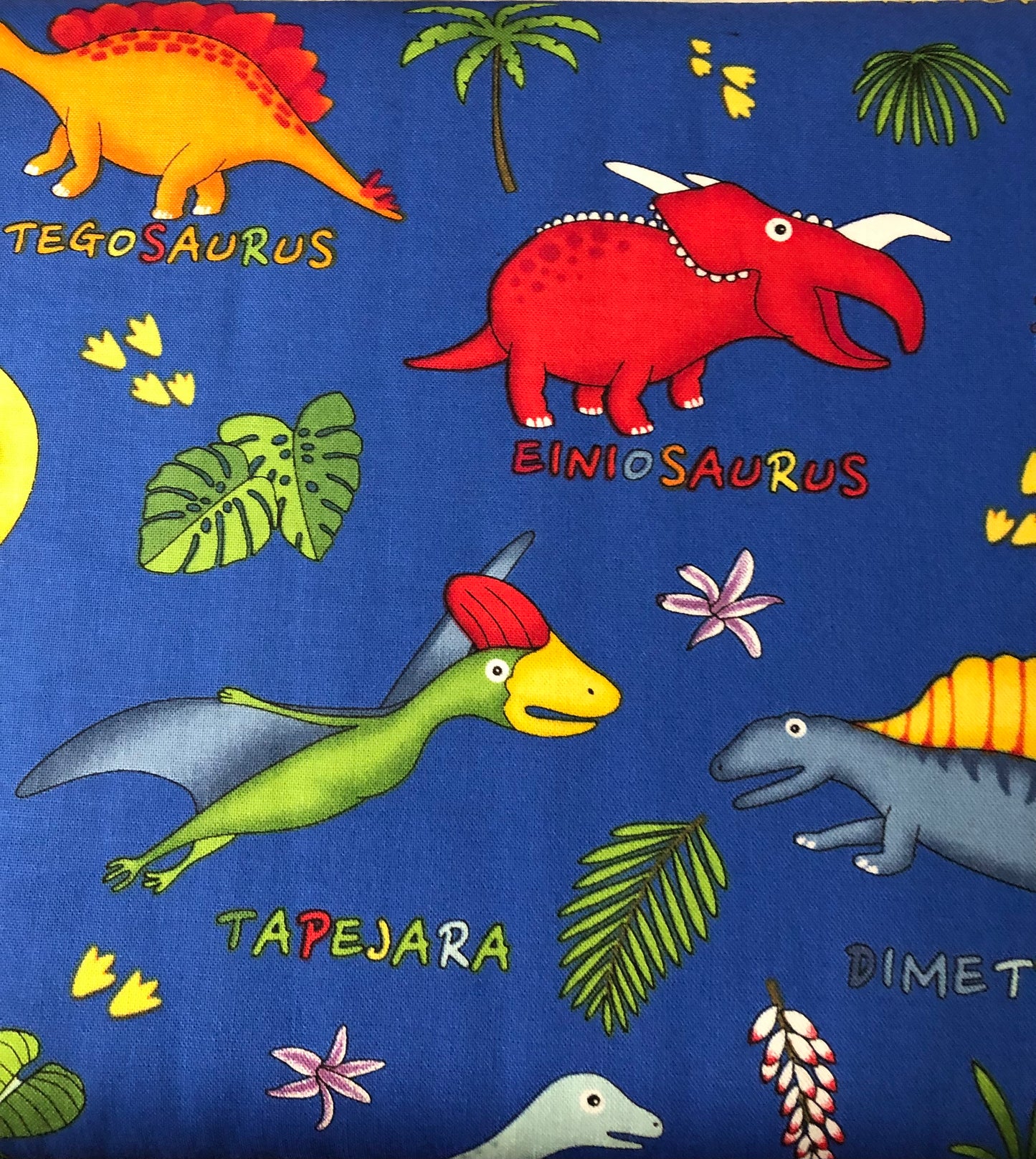 Fabri Quilt Lost World Dinosaur Blue, Designer Cotton Fabric, Quilting Fabric, Sold by YARD