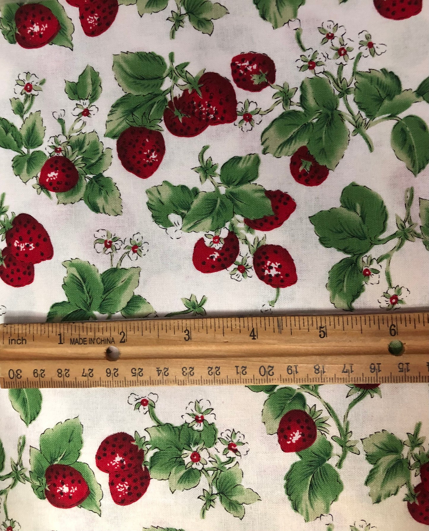 David Textiles Rose and Hubble Strawberries with Leaves, Designer Cotton Fabric, Quilting Fabric, Sold by YARD