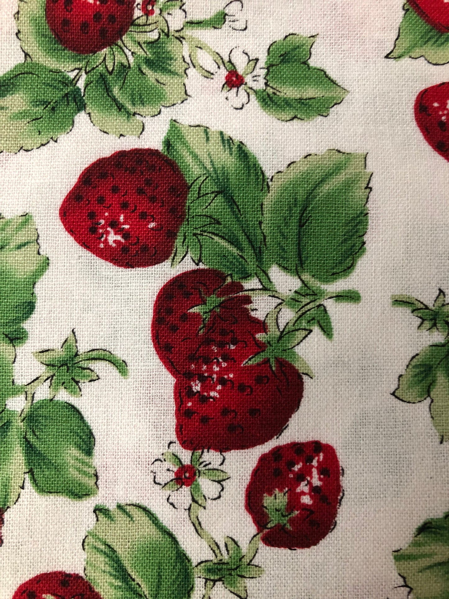 David Textiles Rose and Hubble Strawberries with Leaves, Designer Cotton Fabric, Quilting Fabric, Sold by YARD