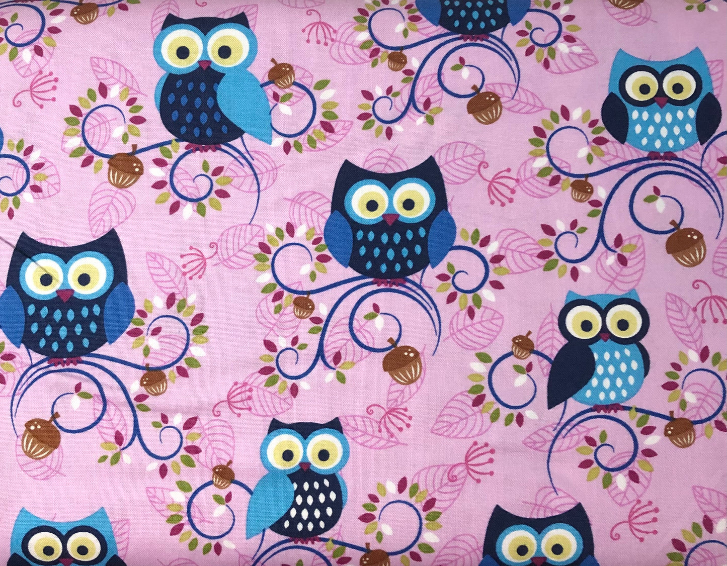 Michael Miller Fantasy Woods Little Happy Hooters Rose Pink Owls, Designer Cotton Fabric, Quilting Fabric, Sold by YARD