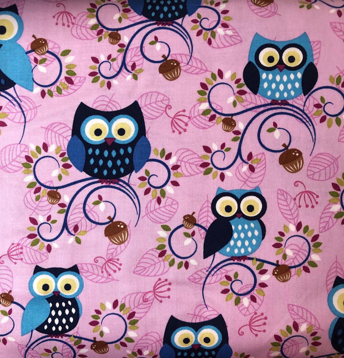 Michael Miller Fantasy Woods Little Happy Hooters Rose Pink Owls, Designer Cotton Fabric, Quilting Fabric, Sold by YARD