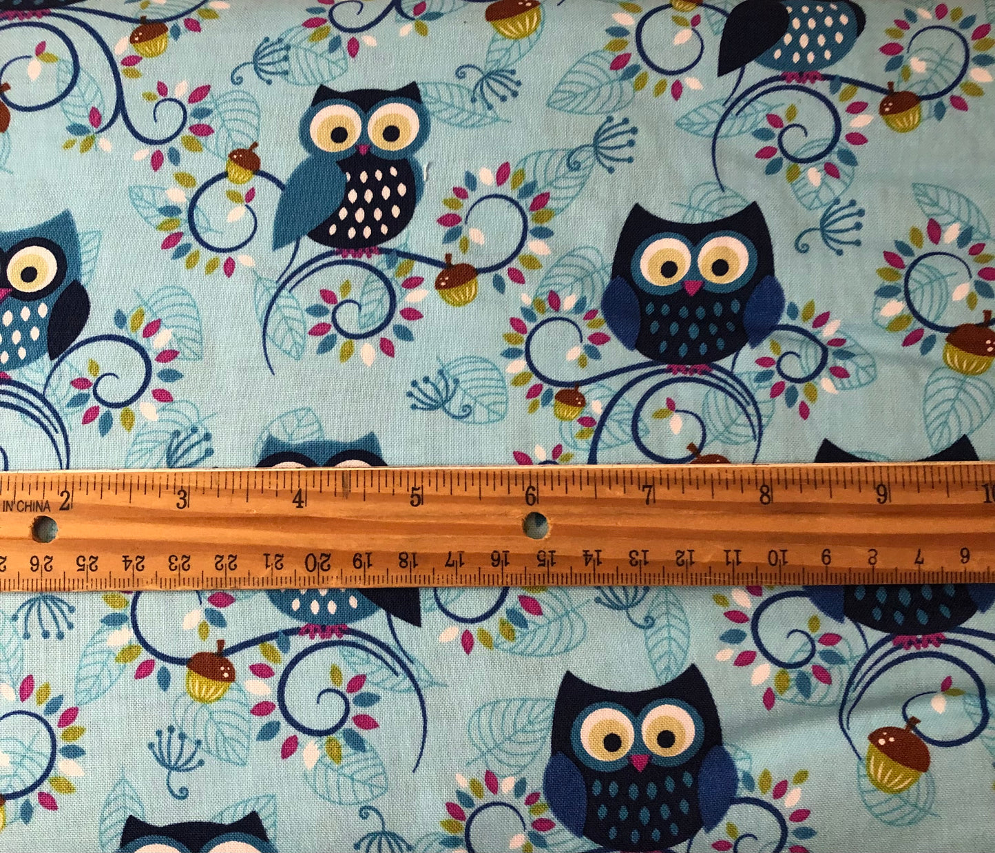 Michael Miller Fantasy Woods Little Happy Hooters Luna Blue Owls, Designer Cotton Fabric, Quilting Fabric, Sold by YARD