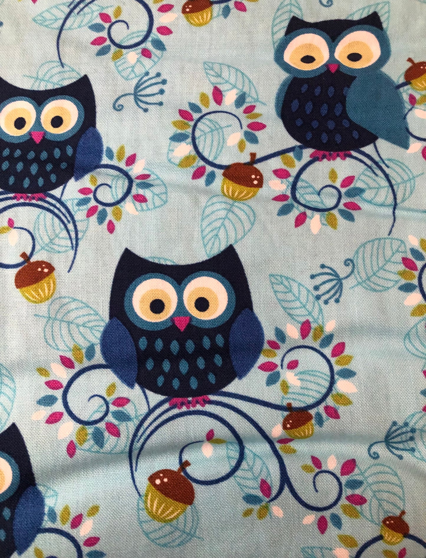 Michael Miller Fantasy Woods Little Happy Hooters Luna Blue Owls, Designer Cotton Fabric, Quilting Fabric, Sold by YARD