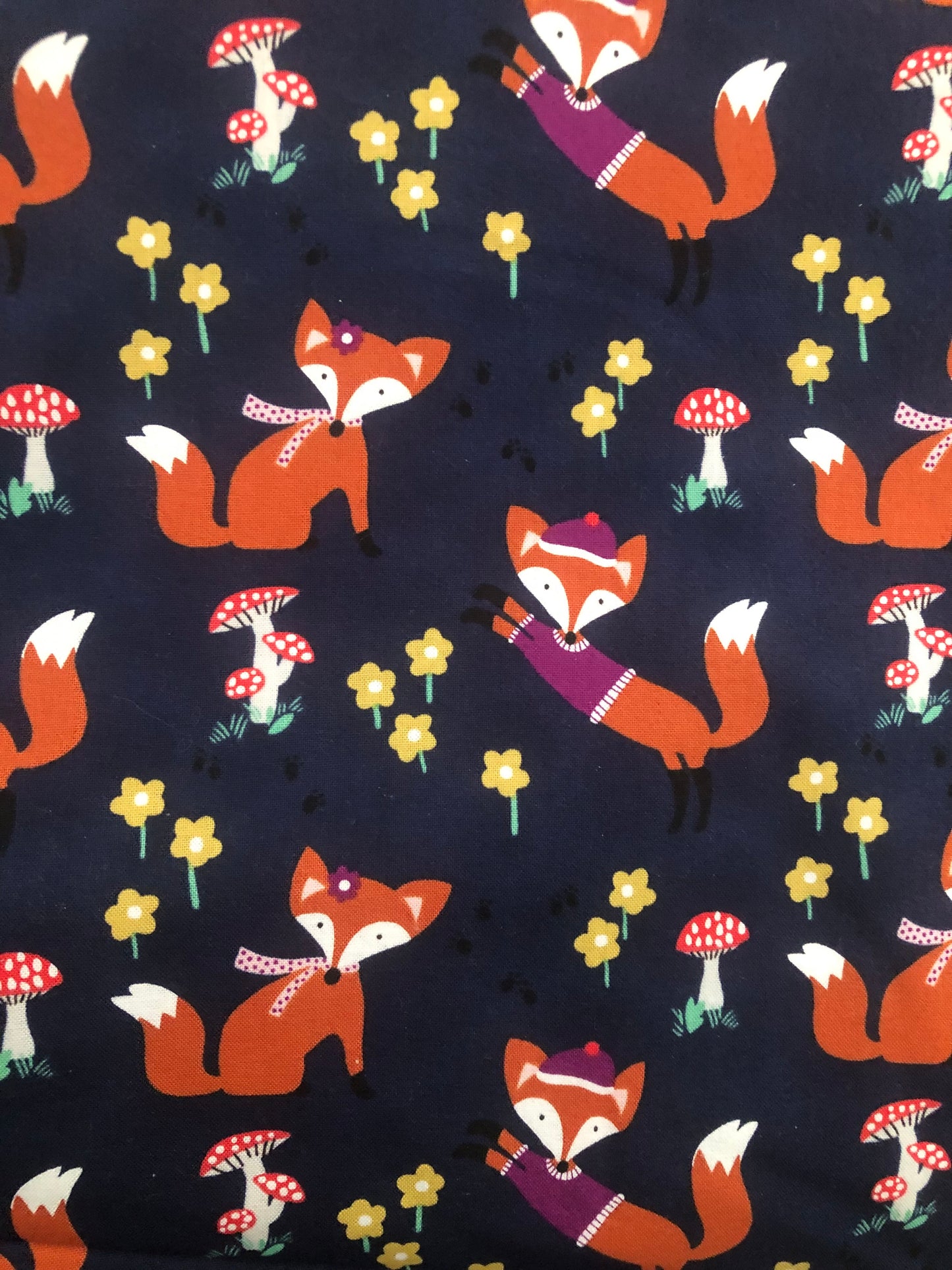 Michael Miller Fox Wood Lil’ Foxy Navy Blue, Designer Cotton Fabric, Quilting Fabric, Sold by YARD
