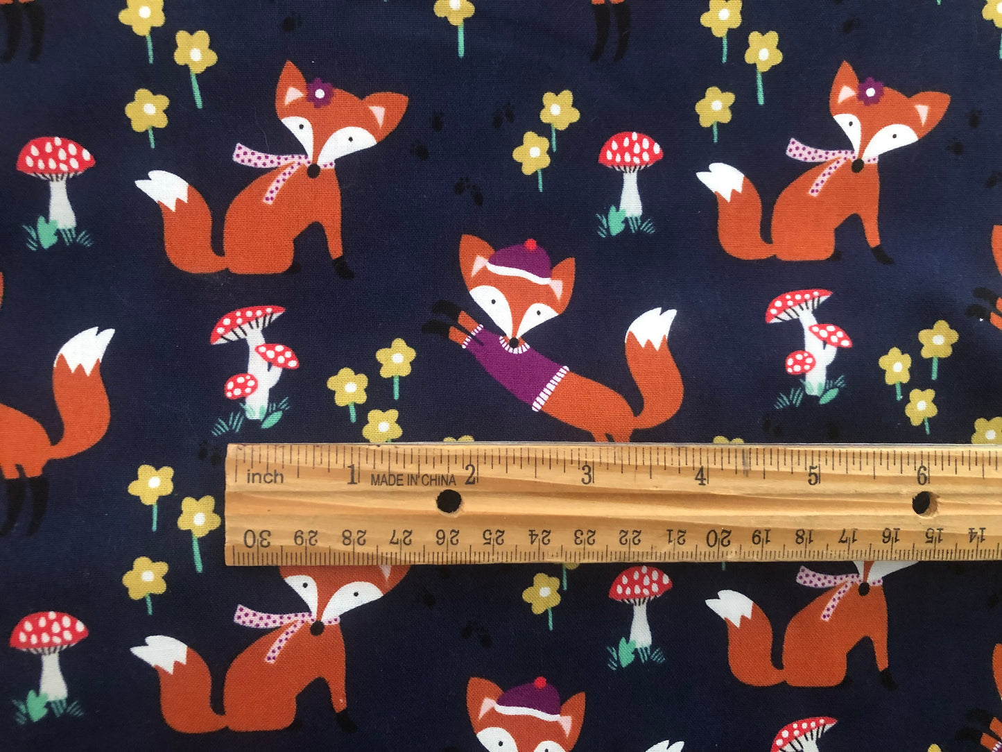 Michael Miller Fox Wood Lil’ Foxy Navy Blue, Designer Cotton Fabric, Quilting Fabric, Sold by YARD