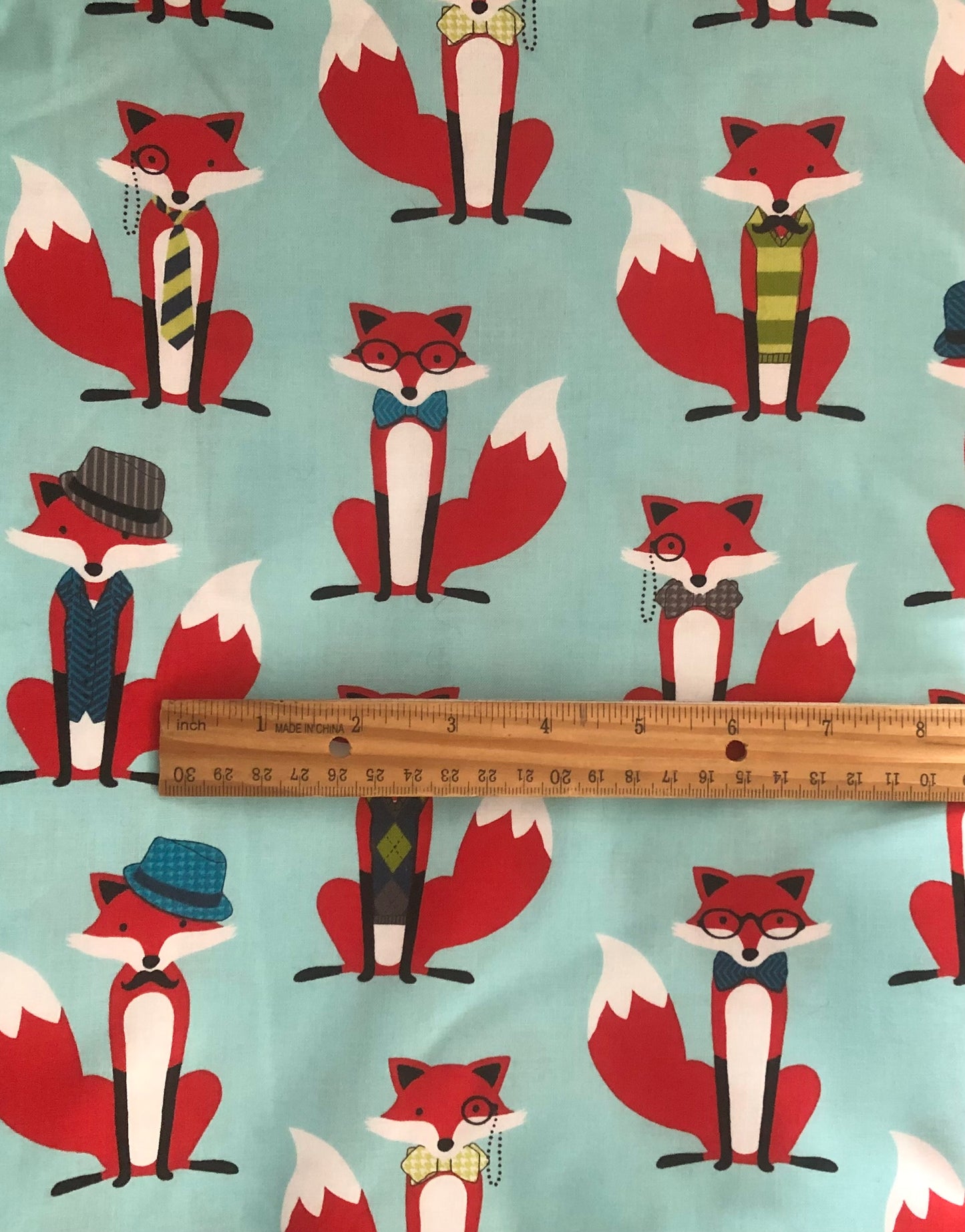 Robert Kaufman Fox and the Houndstooth by Andie Hanna Aqua Blue, Designer Cotton Fabric, Quilting Fabric, Sold by YARD