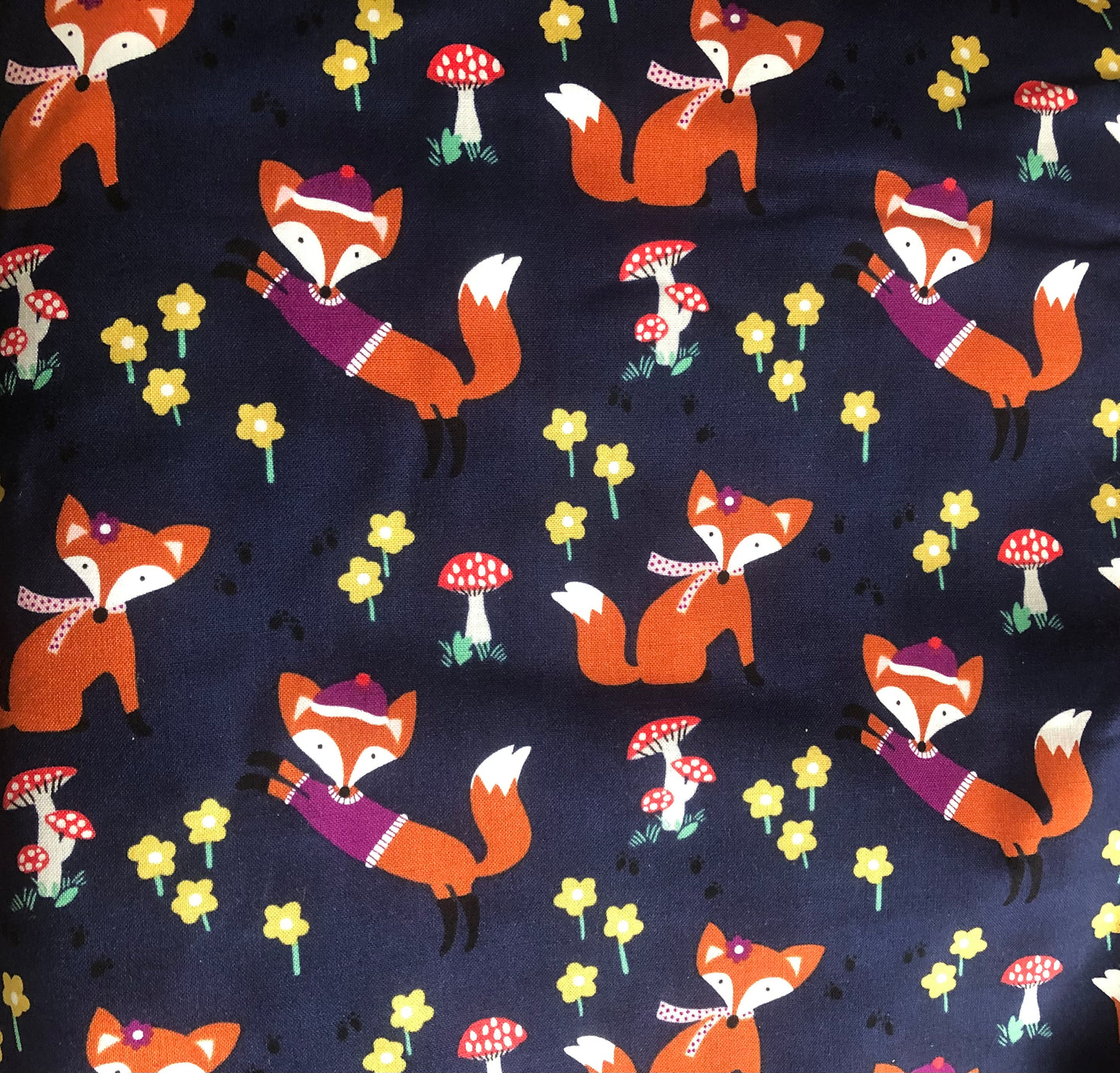 Michael Miller Fox Wood Lil’ Foxy Navy Blue, Designer Cotton Fabric, Quilting Fabric, Sold by YARD
