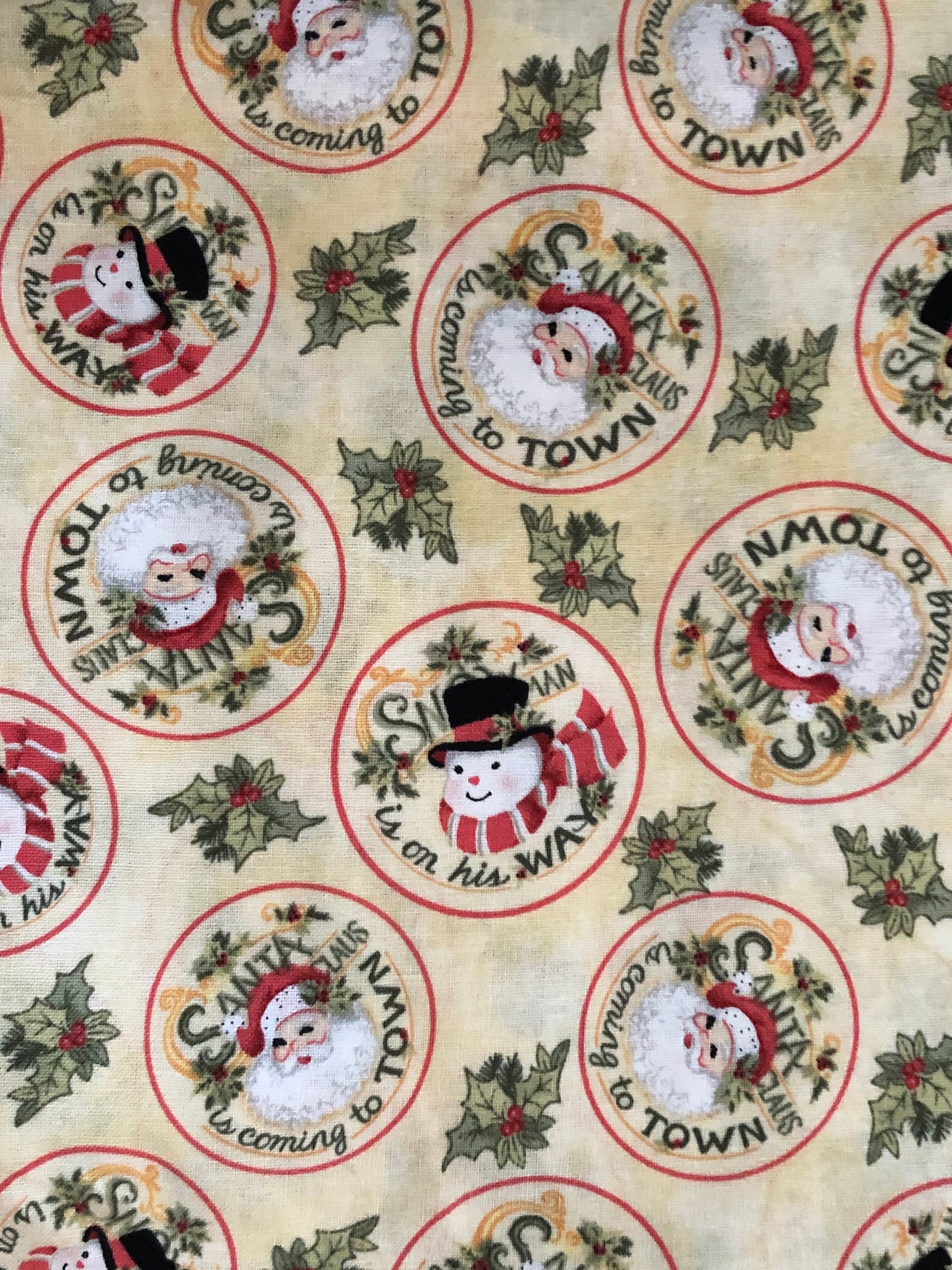 2 YARDS Springs Creative Retro Santa Snowman Circles by Susan Wright, Designer Cotton, Quilting Fabric