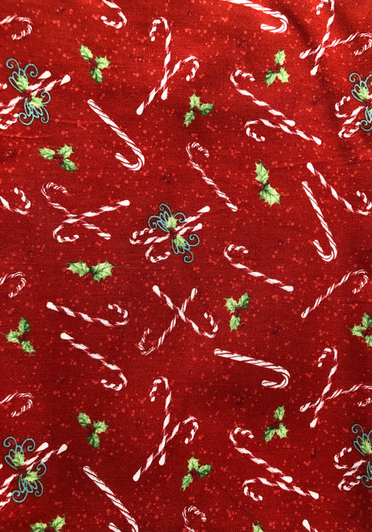 Wilmington Prints Peppermint Parlor Red Candy Canes by Danielle Leone, Designer Cotton, Quilting Fabric, Sold by YARD
