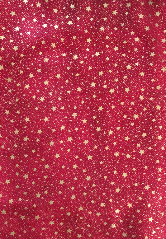 Robert Kaufman Holiday Flourish Metallic Gold Stars on Red, Designer Cotton, Quilting Fabric, Sold by YARD