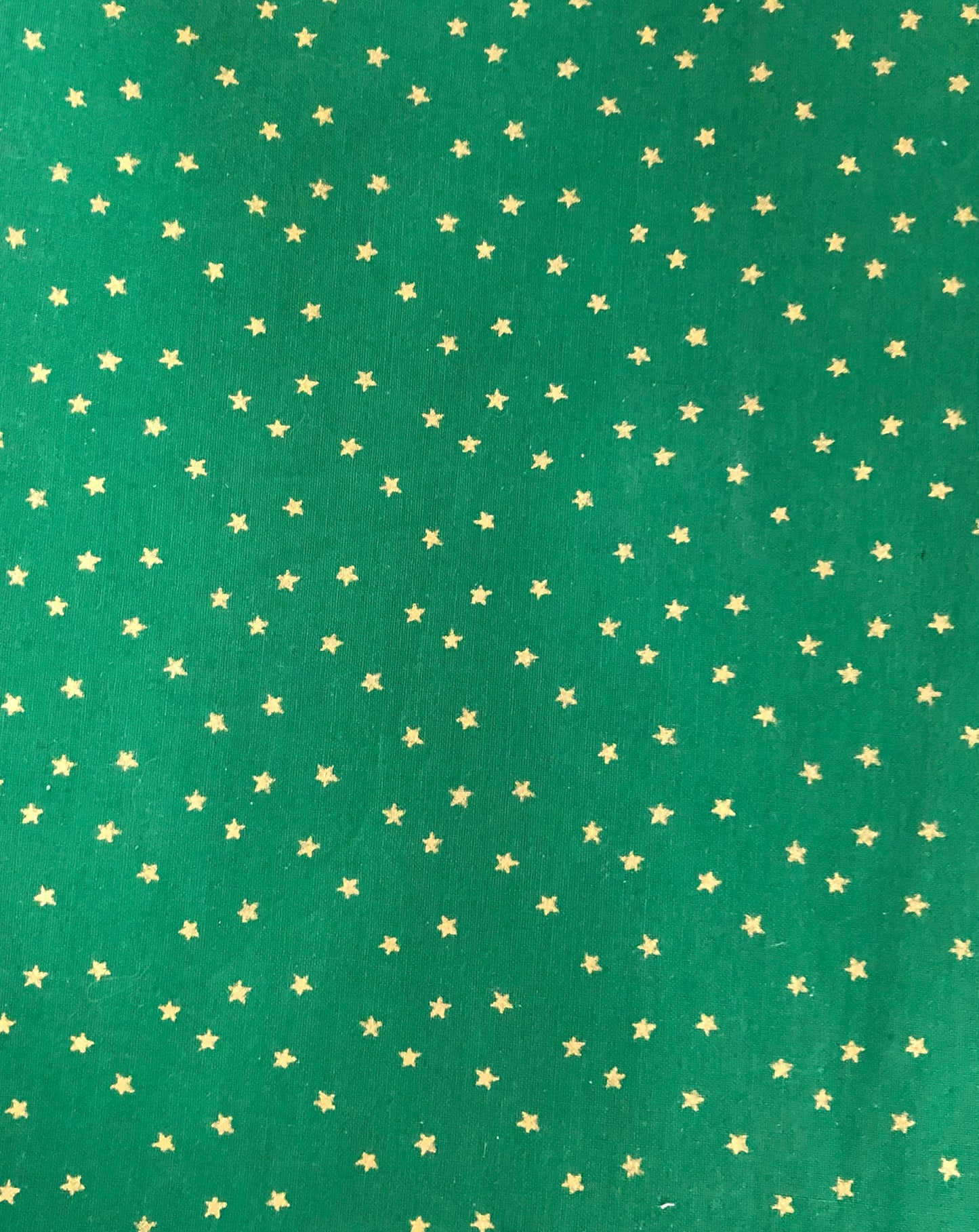 Green and Metallic Gold Stars Fabric Christmas, Designer Cotton, Quilting Fabric, Sold by YARD