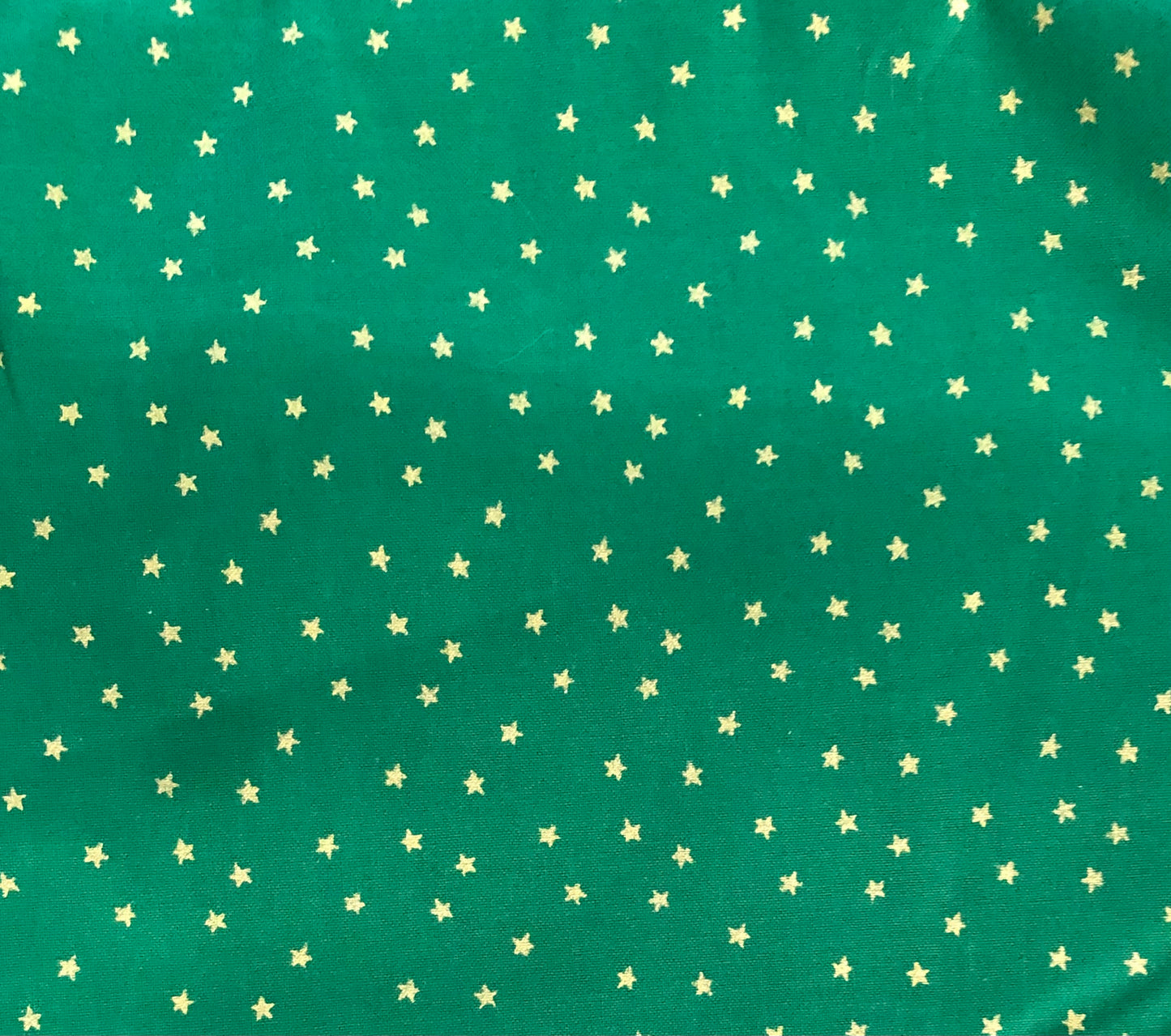 Green and Metallic Gold Stars Fabric Christmas, Designer Cotton, Quilting Fabric, Sold by YARD