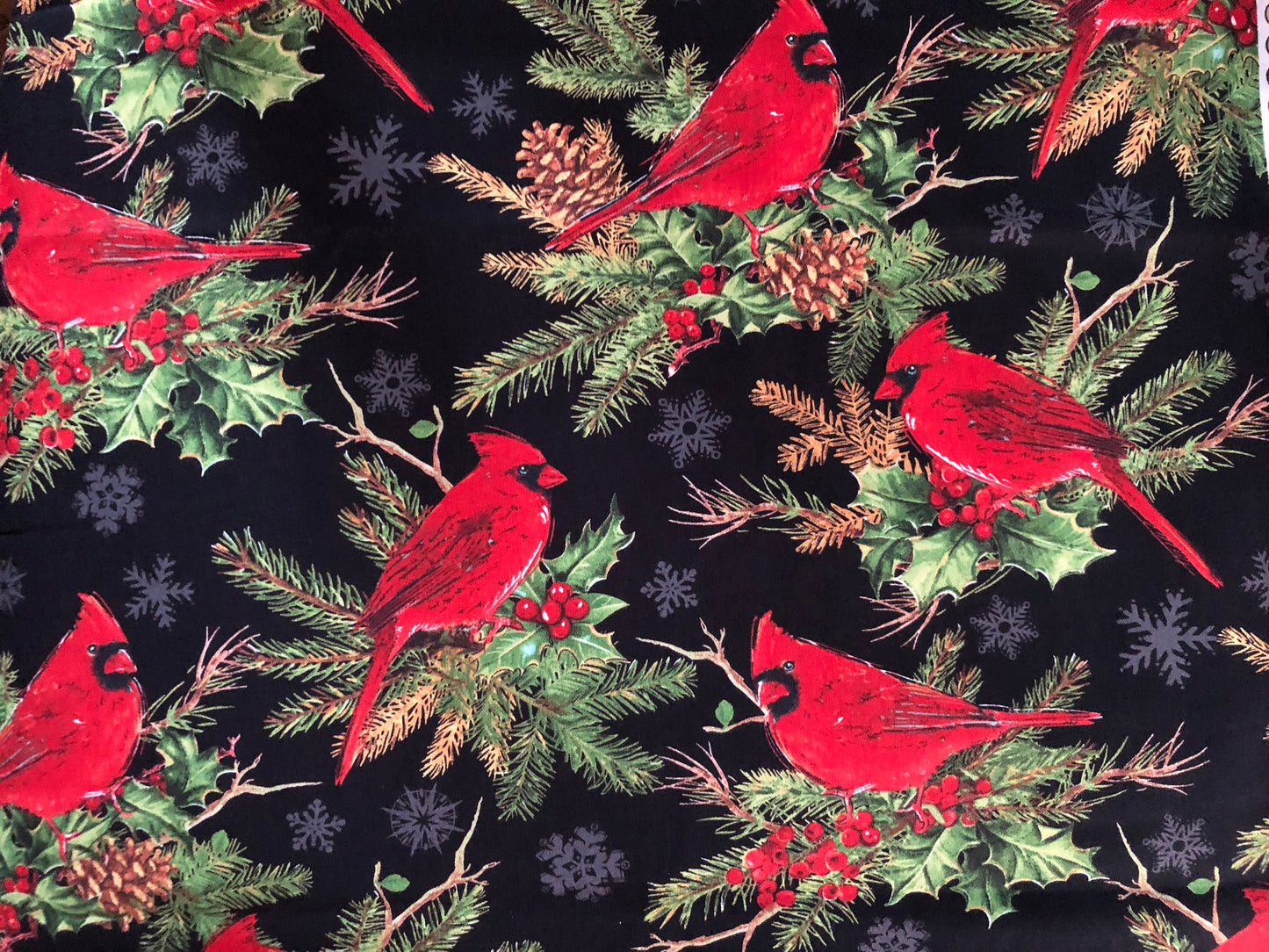 Wilmington Prints Royal Red Cardinals by Michael Davis, Designer Cotton, Quilting Fabric, Sold by YARD