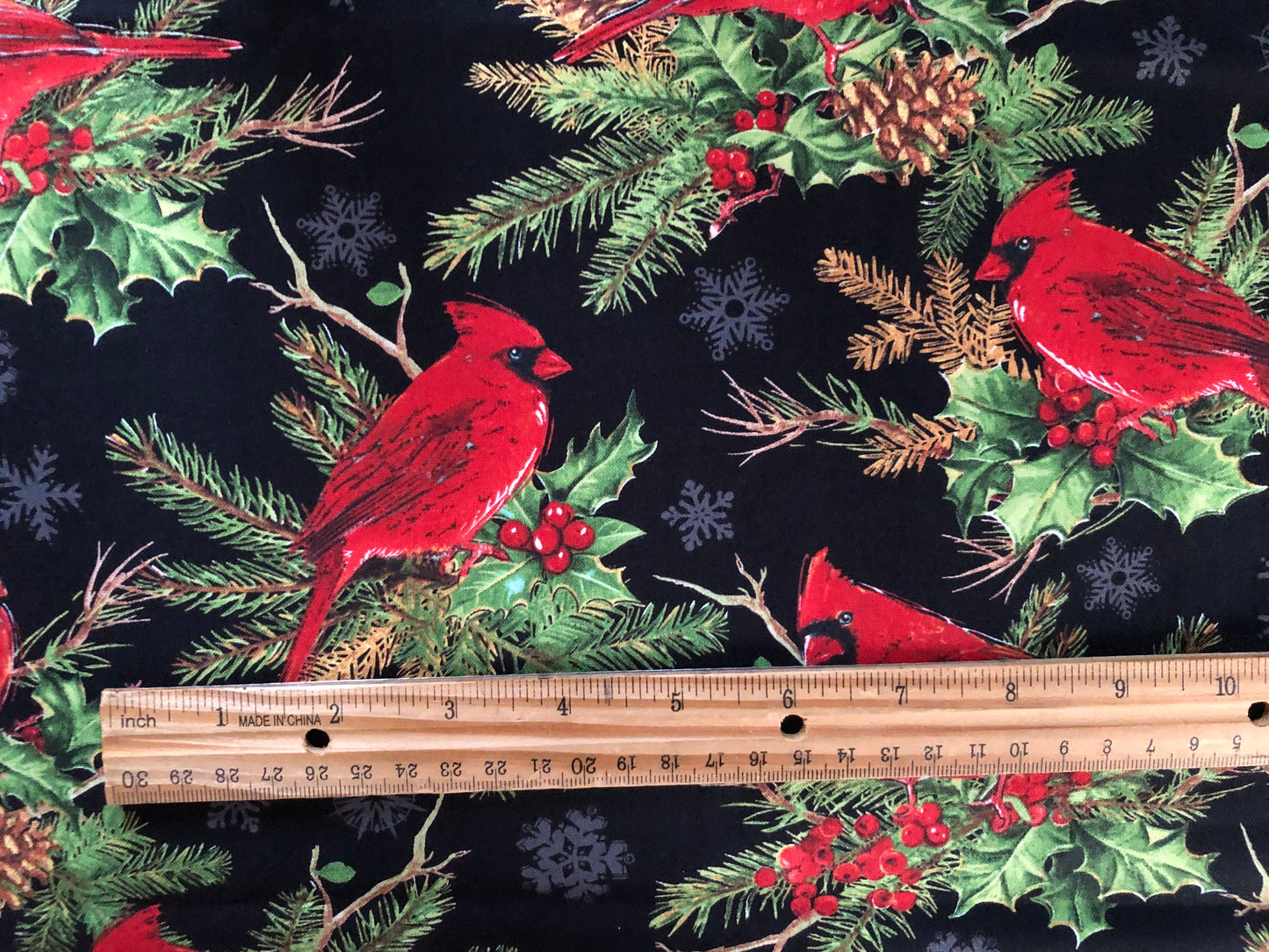 Wilmington Prints Royal Red Cardinals by Michael Davis, Designer Cotton, Quilting Fabric, Sold by YARD