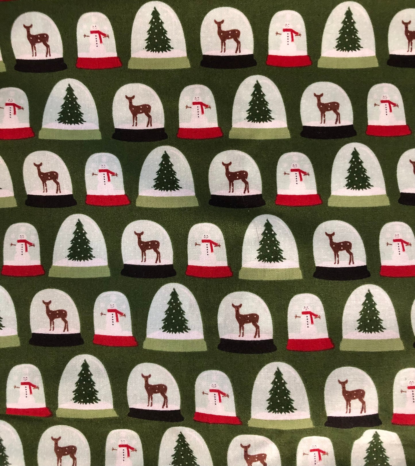 Riley Blake Comfort and Joy Snow Globes on Dark Green, Designer Cotton, Quilting Fabric, Sold by YARD