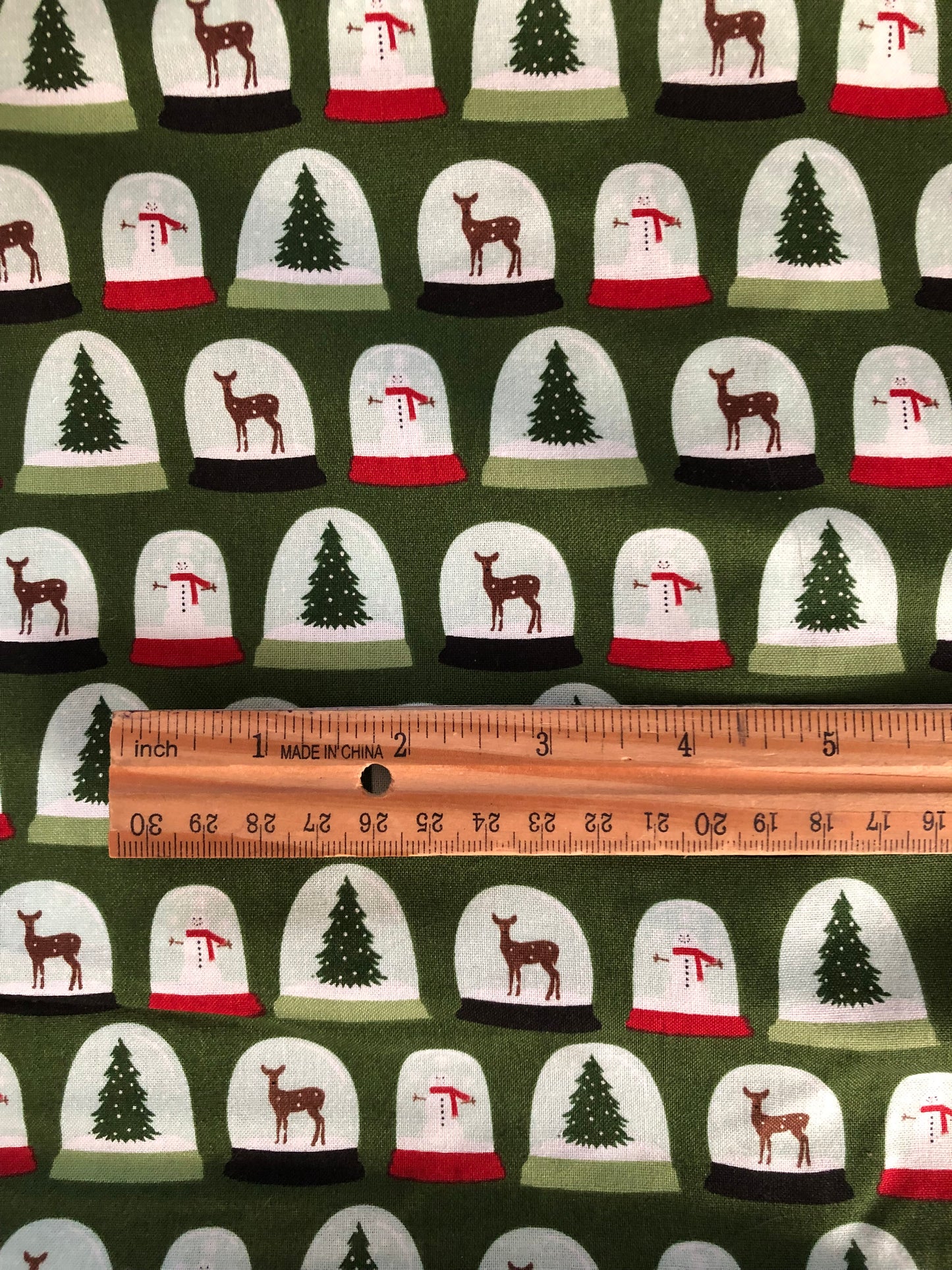 Riley Blake Comfort and Joy Snow Globes on Dark Green, Designer Cotton, Quilting Fabric, Sold by YARD