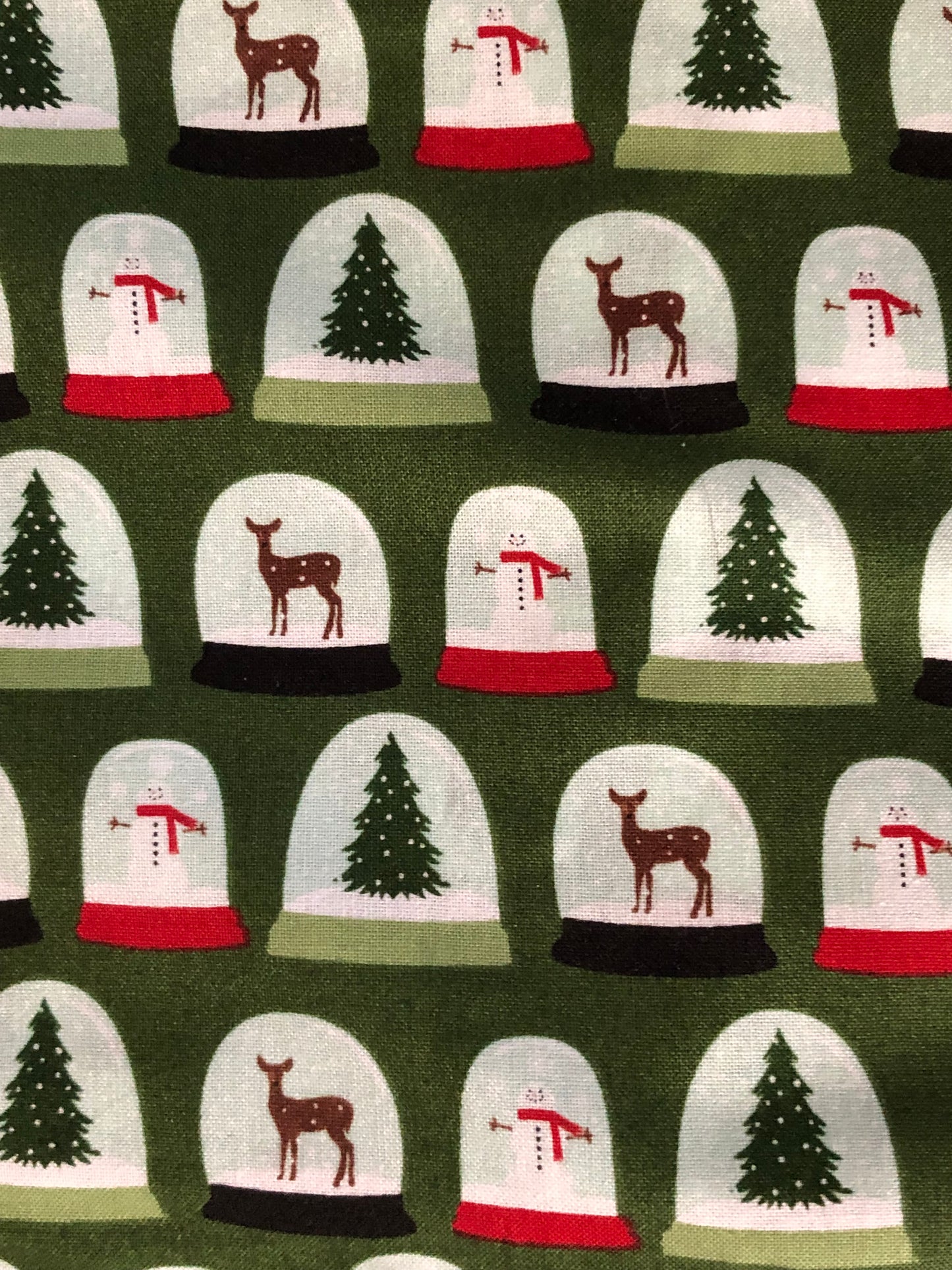 Riley Blake Comfort and Joy Snow Globes on Dark Green, Designer Cotton, Quilting Fabric, Sold by YARD