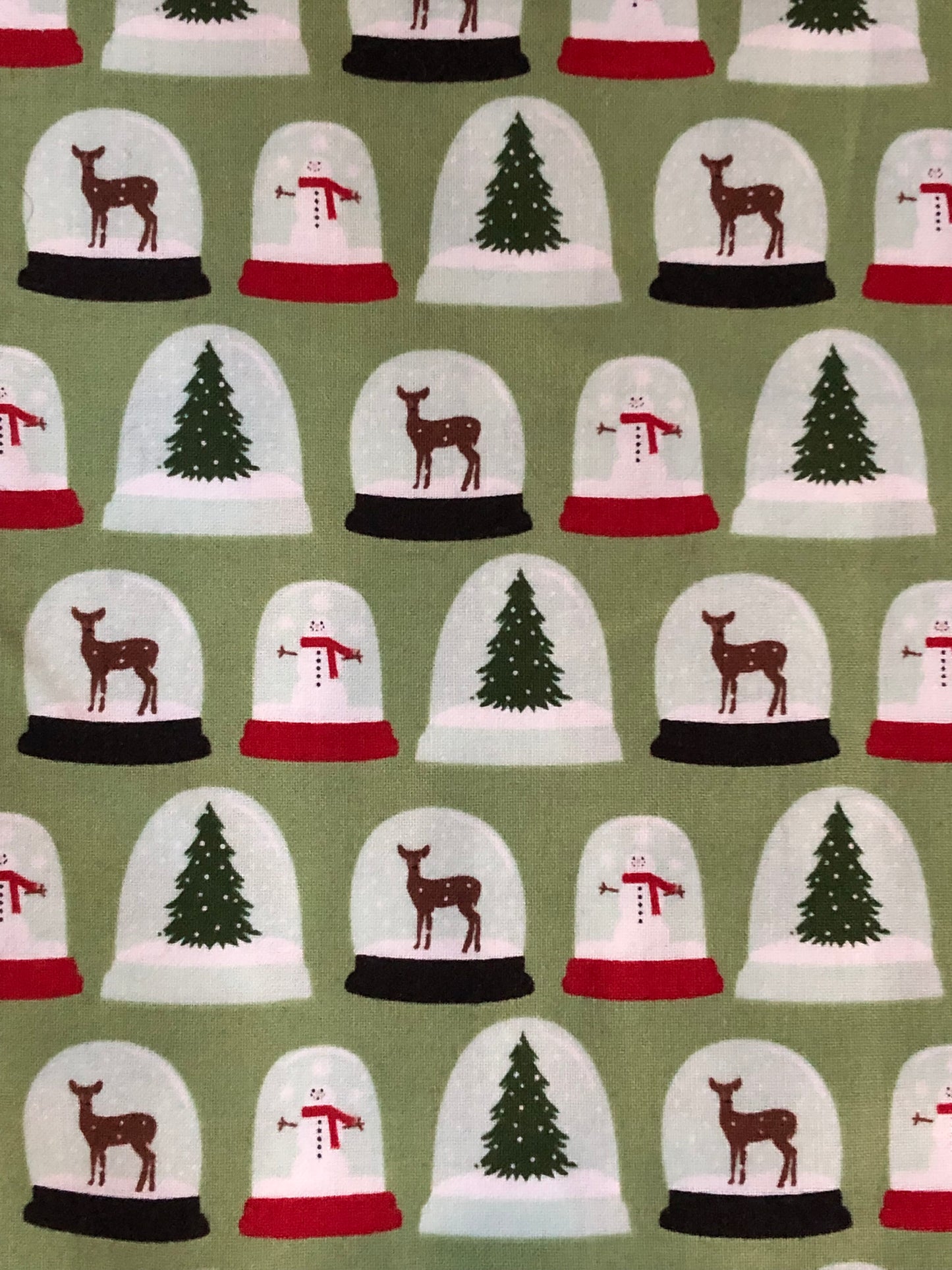 Riley Blake Comfort and Joy Snow Globes on Light Green, Designer Cotton, Quilting Fabric, Sold by YARD