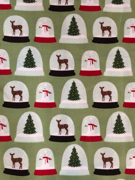 Riley Blake Comfort and Joy Snow Globes on Light Green, Designer Cotton, Quilting Fabric, Sold by YARD