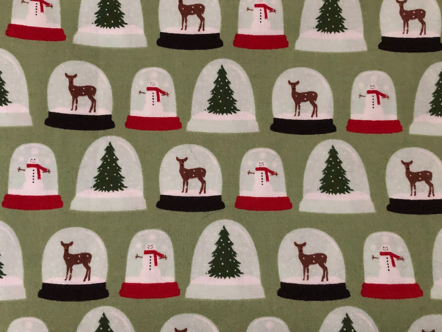Riley Blake Comfort and Joy Snow Globes on Light Green, Designer Cotton, Quilting Fabric, Sold by YARD
