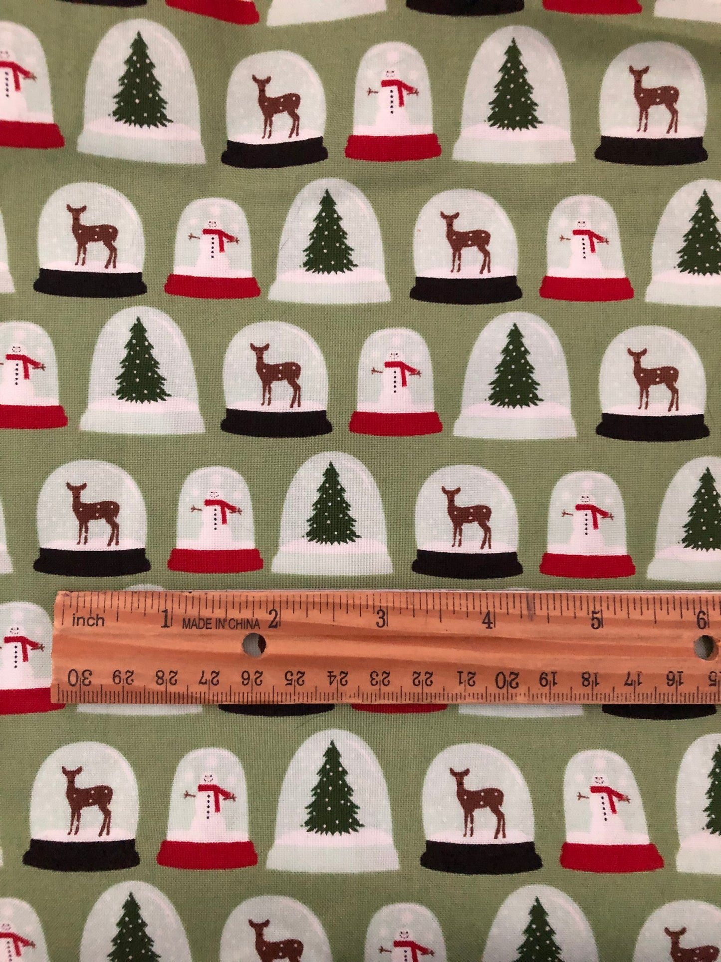 Riley Blake Comfort and Joy Snow Globes on Light Green, Designer Cotton, Quilting Fabric, Sold by YARD