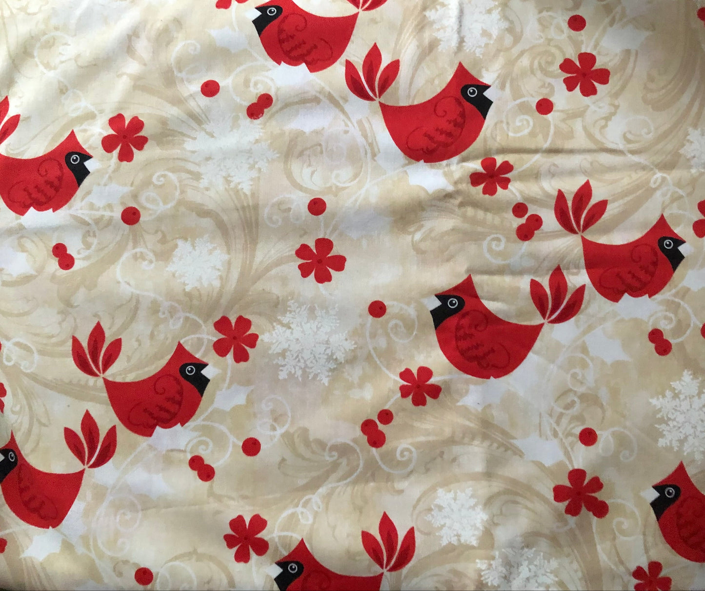 Benartex Kanvas Winter Story Red Cardinals by Maria Kalinowski, Designer Cotton, Quilting Fabric, Sold by YARD