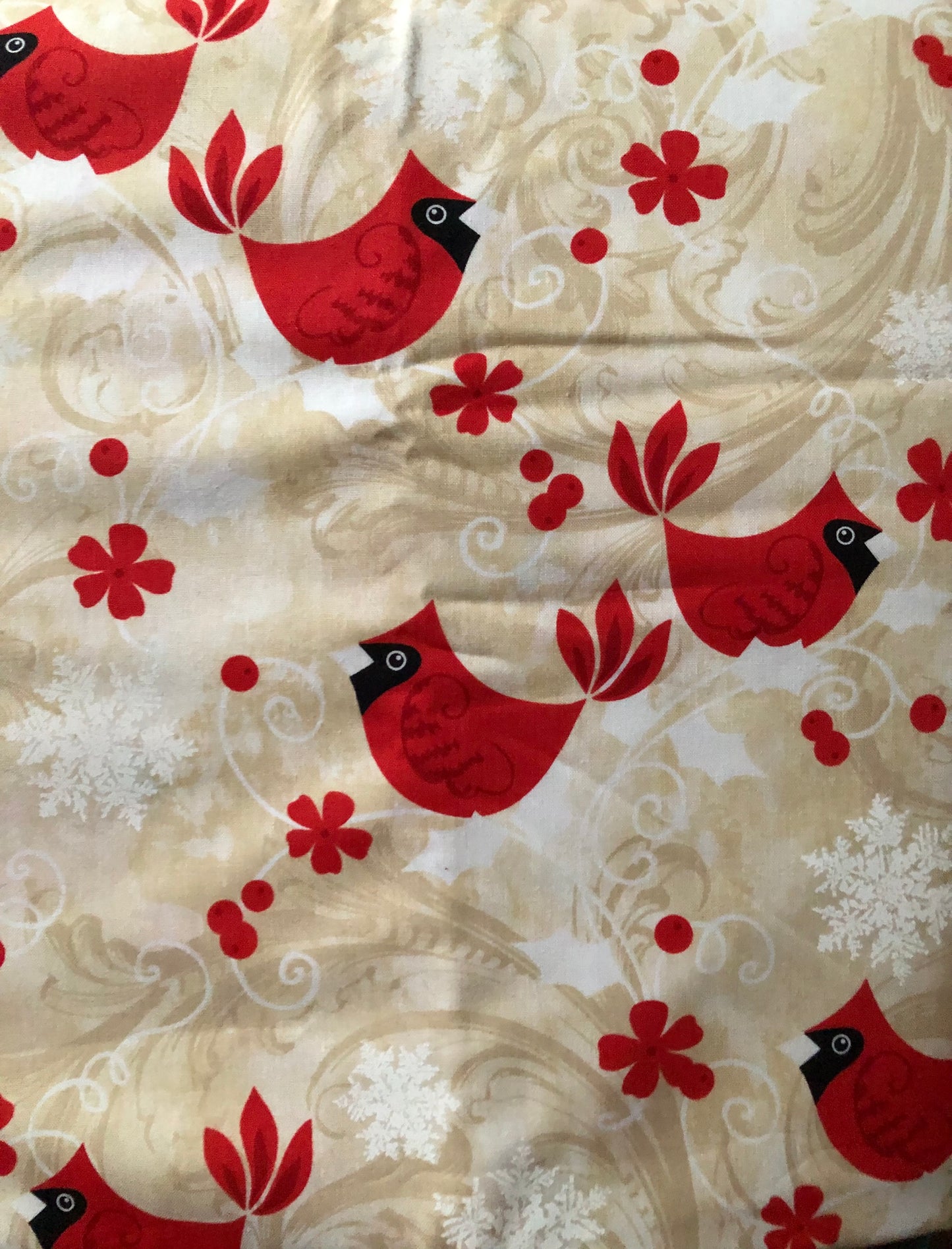 Benartex Kanvas Winter Story Red Cardinals by Maria Kalinowski, Designer Cotton, Quilting Fabric, Sold by YARD