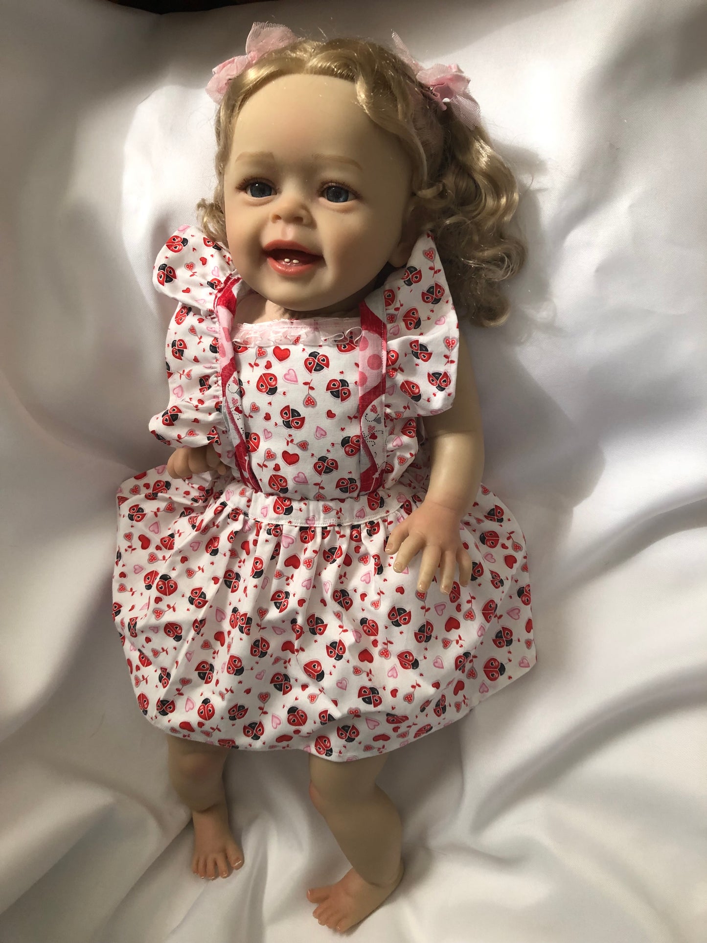 Adorable Reborn Girl Doll, Lifelike and Realistic, Handmade Dress Outfit