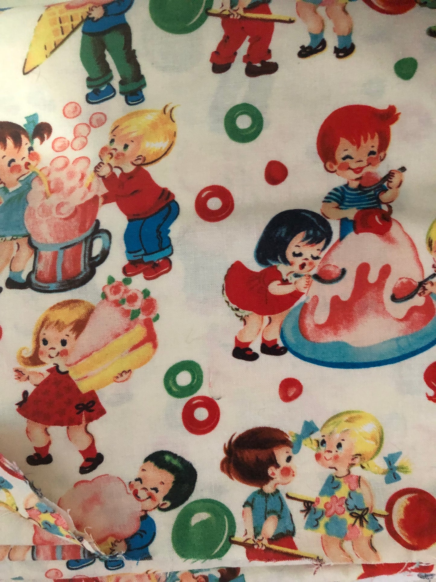 Michael Miller Cotton Candy Shop Retro Cream Fabric, Designer Cotton, Quilting, Sold by YARD