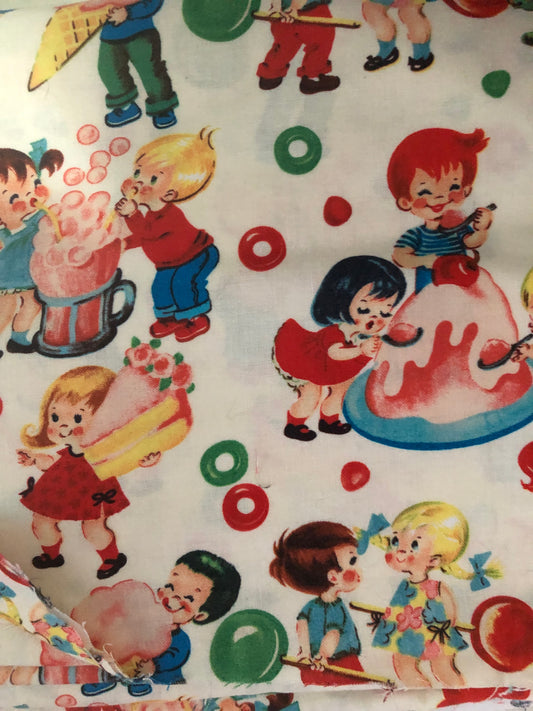 Michael Miller Cotton Candy Shop Retro Cream Fabric, Designer Cotton, Quilting, Sold by YARD