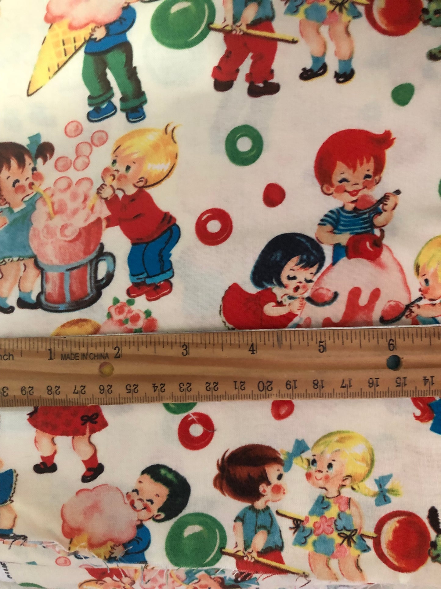 Michael Miller Cotton Candy Shop Retro Cream Fabric, Designer Cotton, Quilting, Sold by YARD