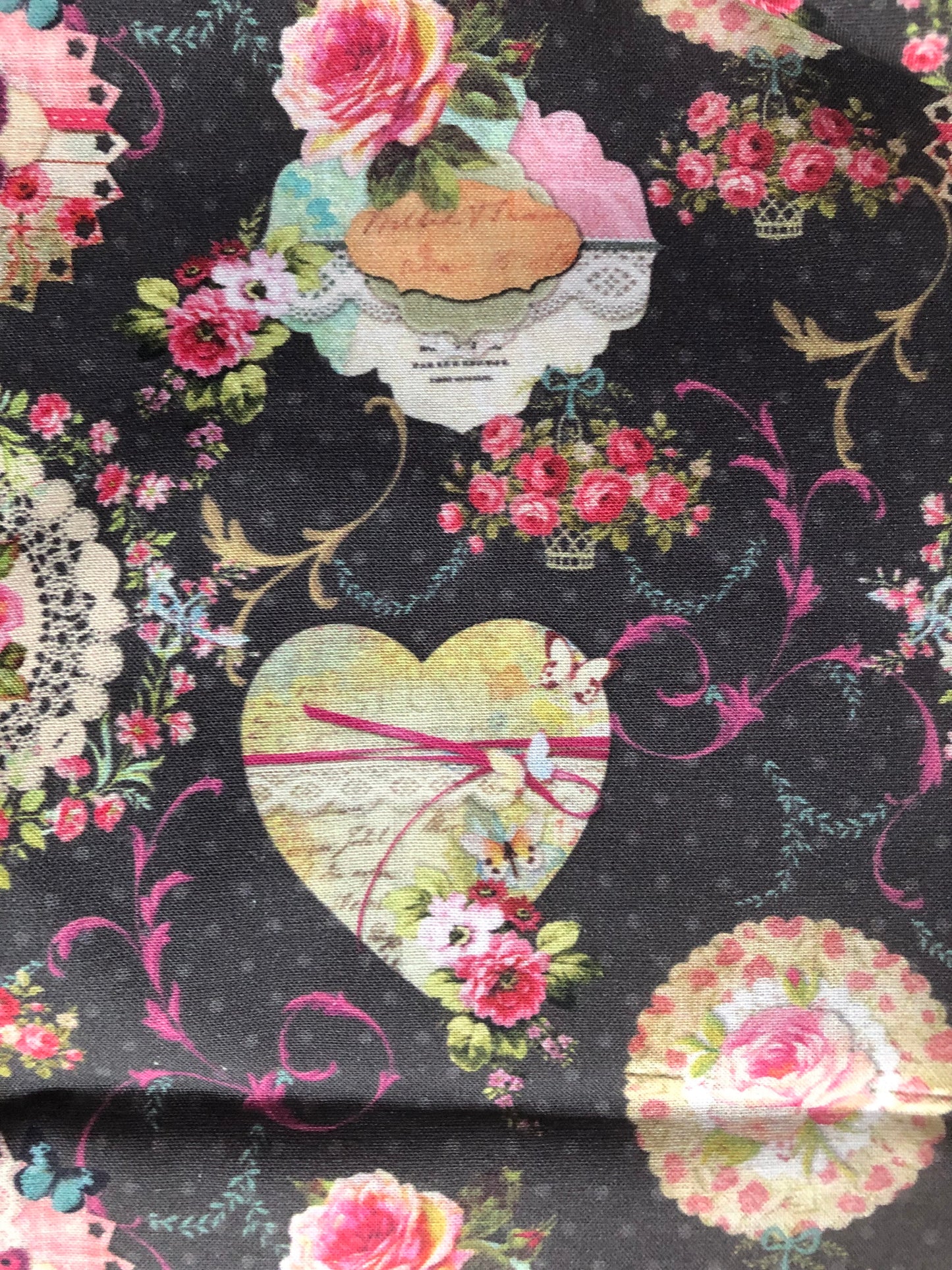 Stof European Fabric France Hearts, Designer Cotton, Quilting Fabric, Sold by YARD