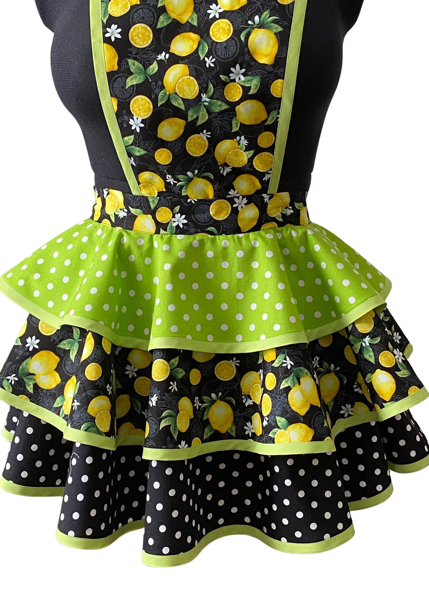 Petite Apron for Women, Retro Lemons and Polka Dots Apron for Women