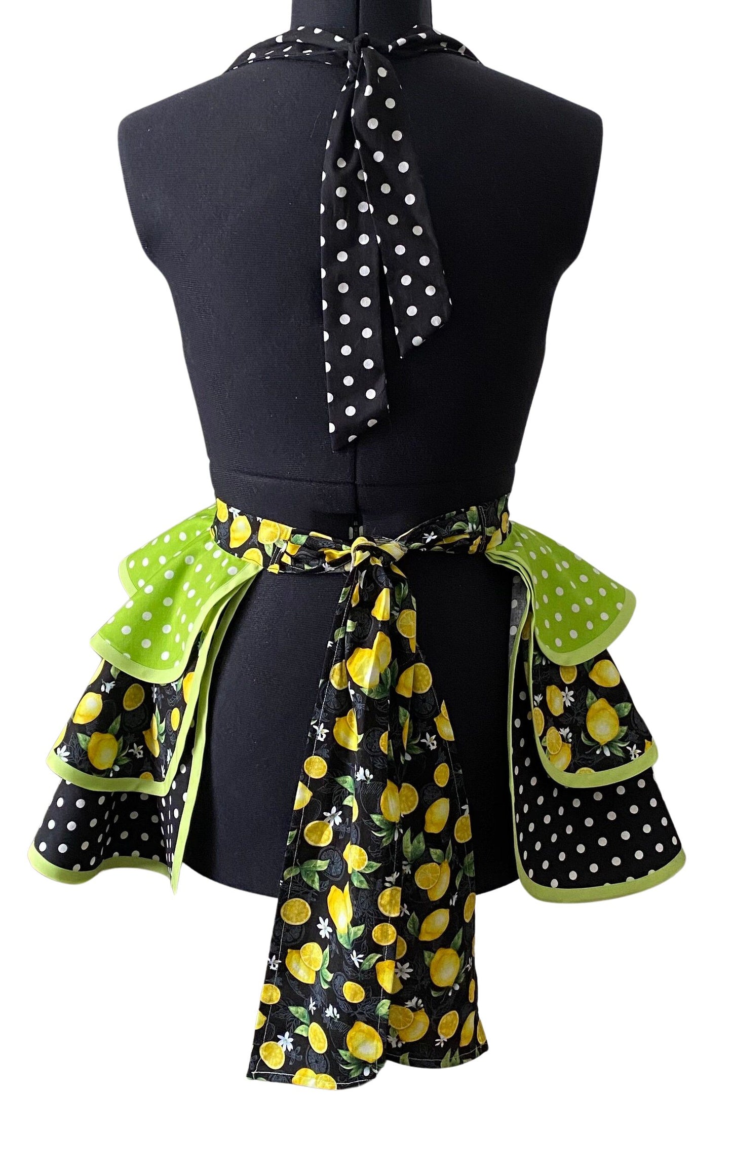 Petite Apron for Women, Retro Lemons and Polka Dots Apron for Women